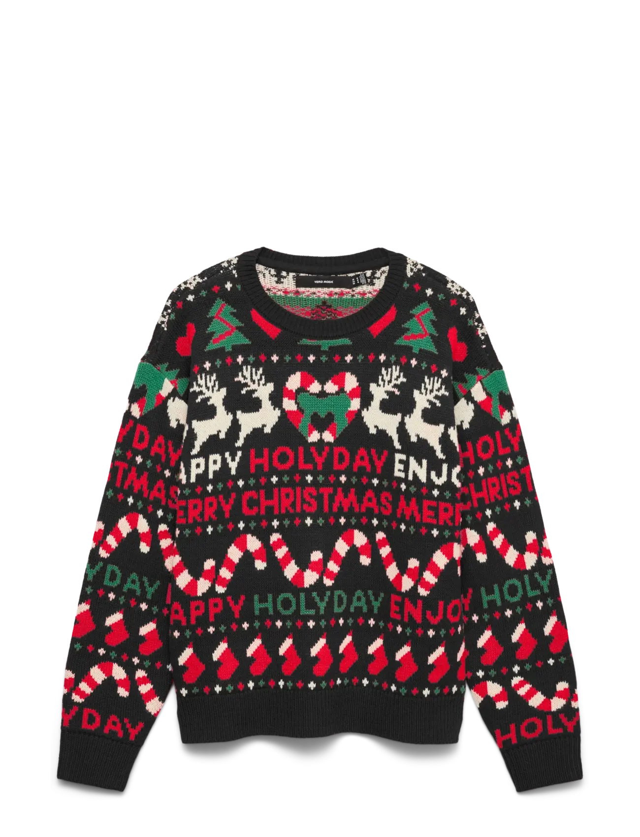 Vero Moda VMXMAS HOLIDAY LS PULLOVER XMAS - Strik - BLACK / black