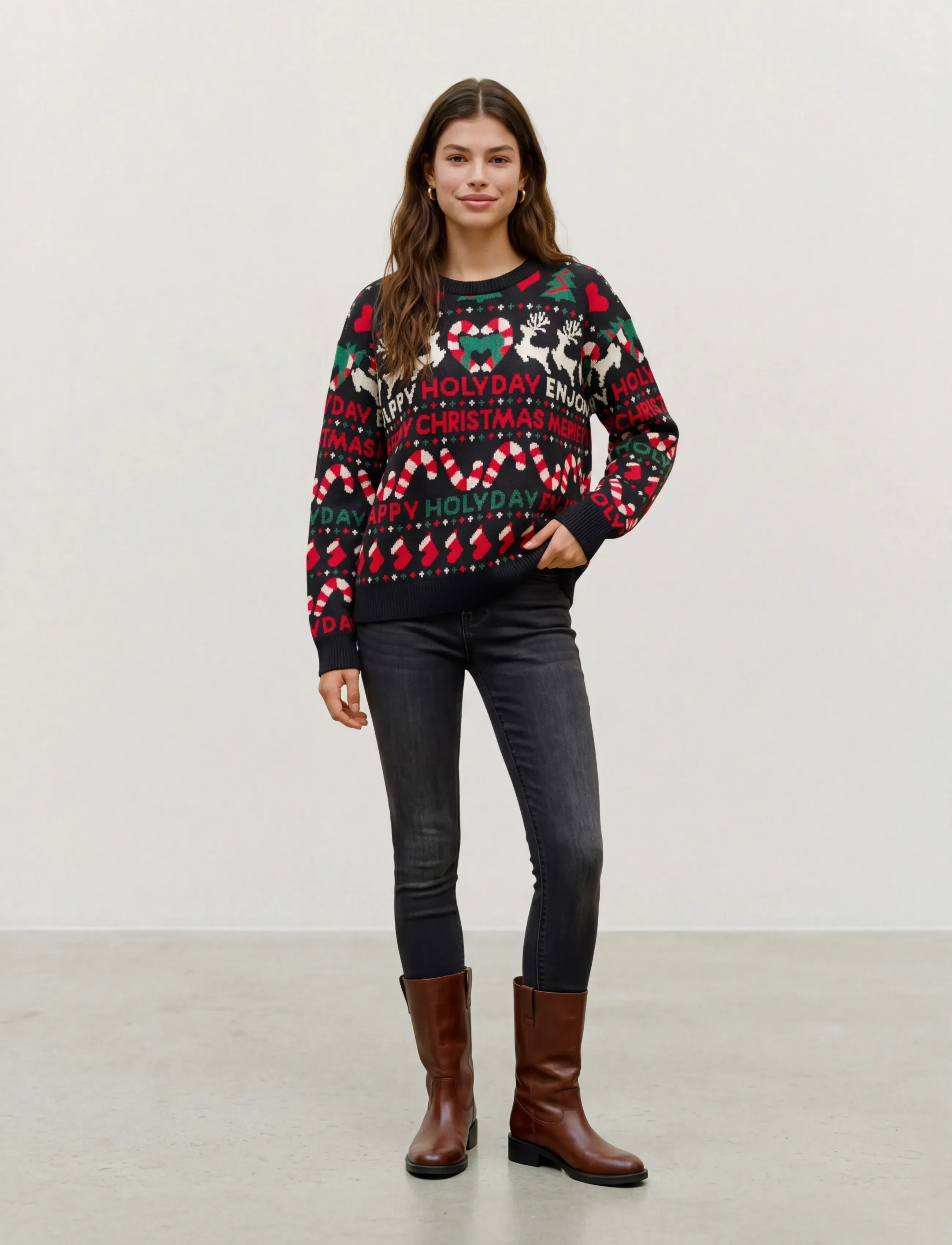 Vero Moda - VMXMAS HOLIDAY LS PULLOVER XMAS - herbstliche kleidung - black - 0