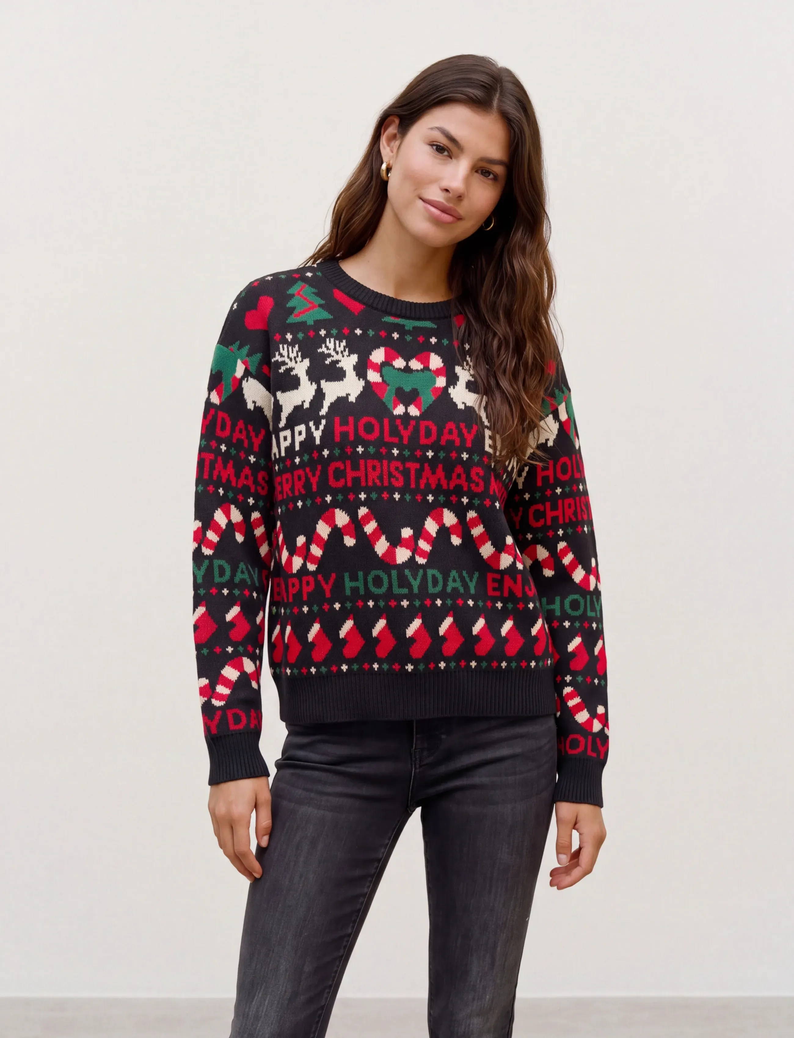 Vero Moda - VMXMAS HOLIDAY LS PULLOVER XMAS - herbstliche kleidung - black - 3