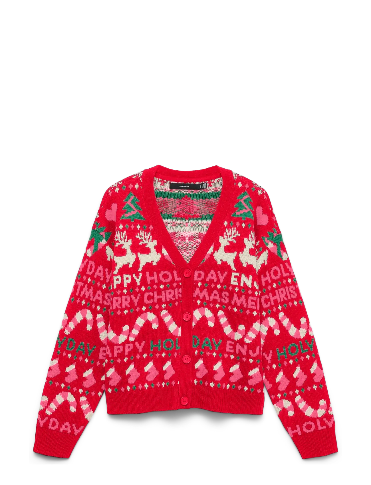 Vero Moda VMXMAS HOLIDAY LS V-NECK CARDIGAN XMAS - Kleidung - CHINESE RED / red