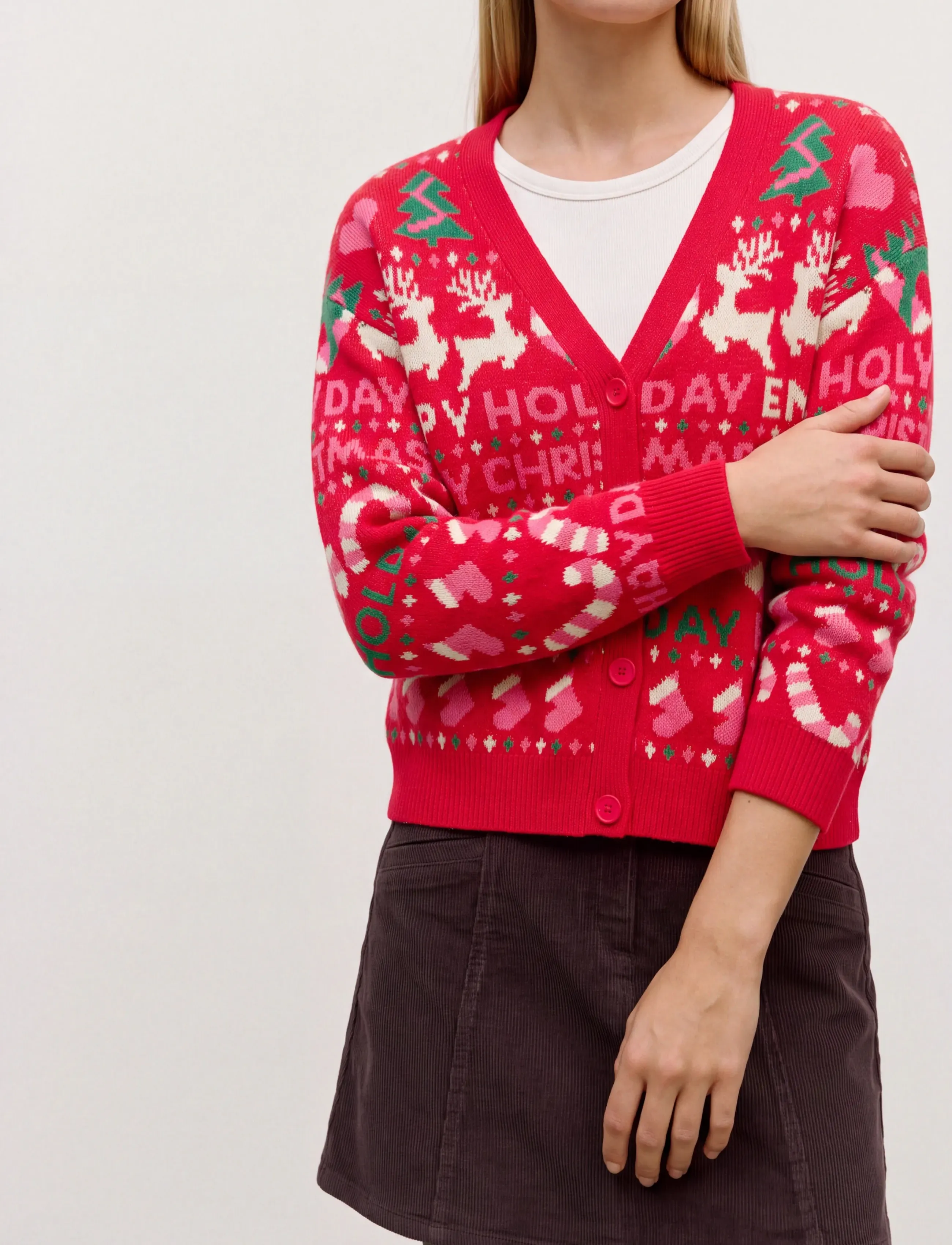 Vero Moda - VMXMAS HOLIDAY LS V-NECK CARDIGAN XMAS - herbstliche kleidung - chinese red - 3