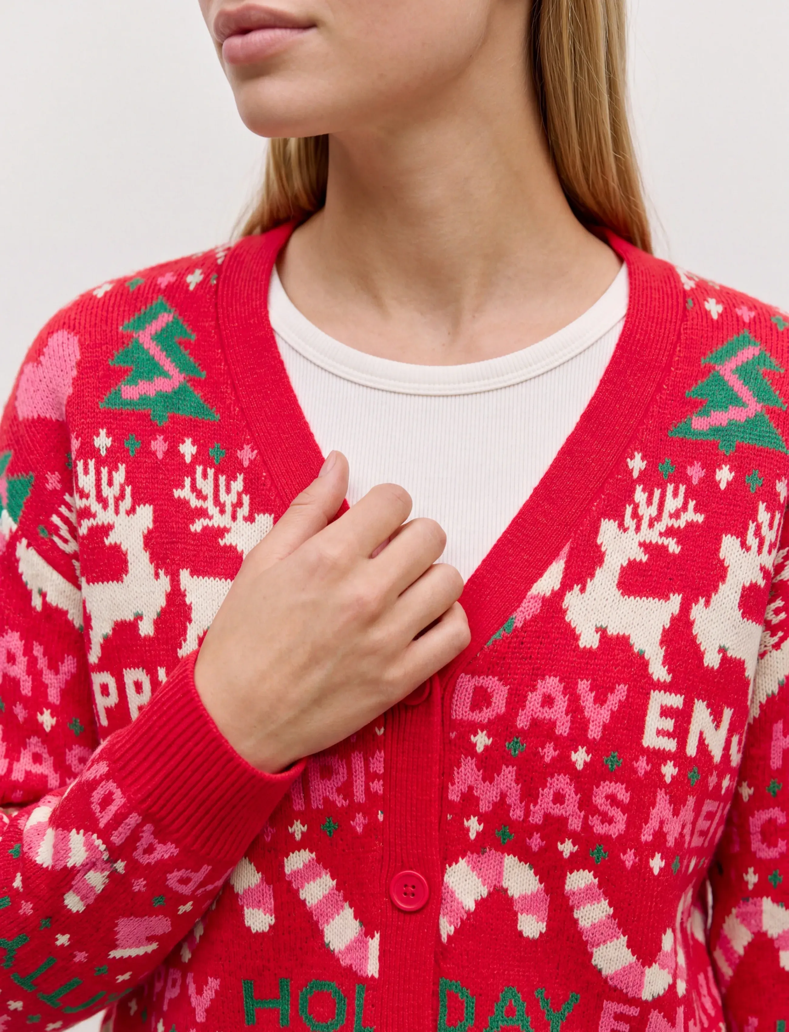 Vero Moda - VMXMAS HOLIDAY LS V-NECK CARDIGAN XMAS - herbstliche kleidung - chinese red - 4