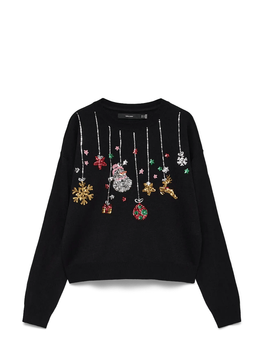 Vero Moda - VMNEW GLITTER LS O-NECK PULL. XMAS BOX - striktrøjer - black - 1
