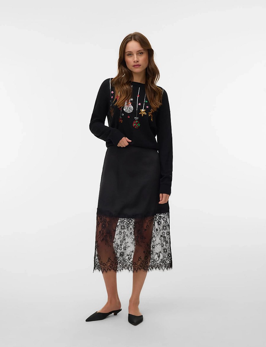 Vero Moda - VMNEW GLITTER LS O-NECK PULL. XMAS BOX - striktrøjer - black - 0