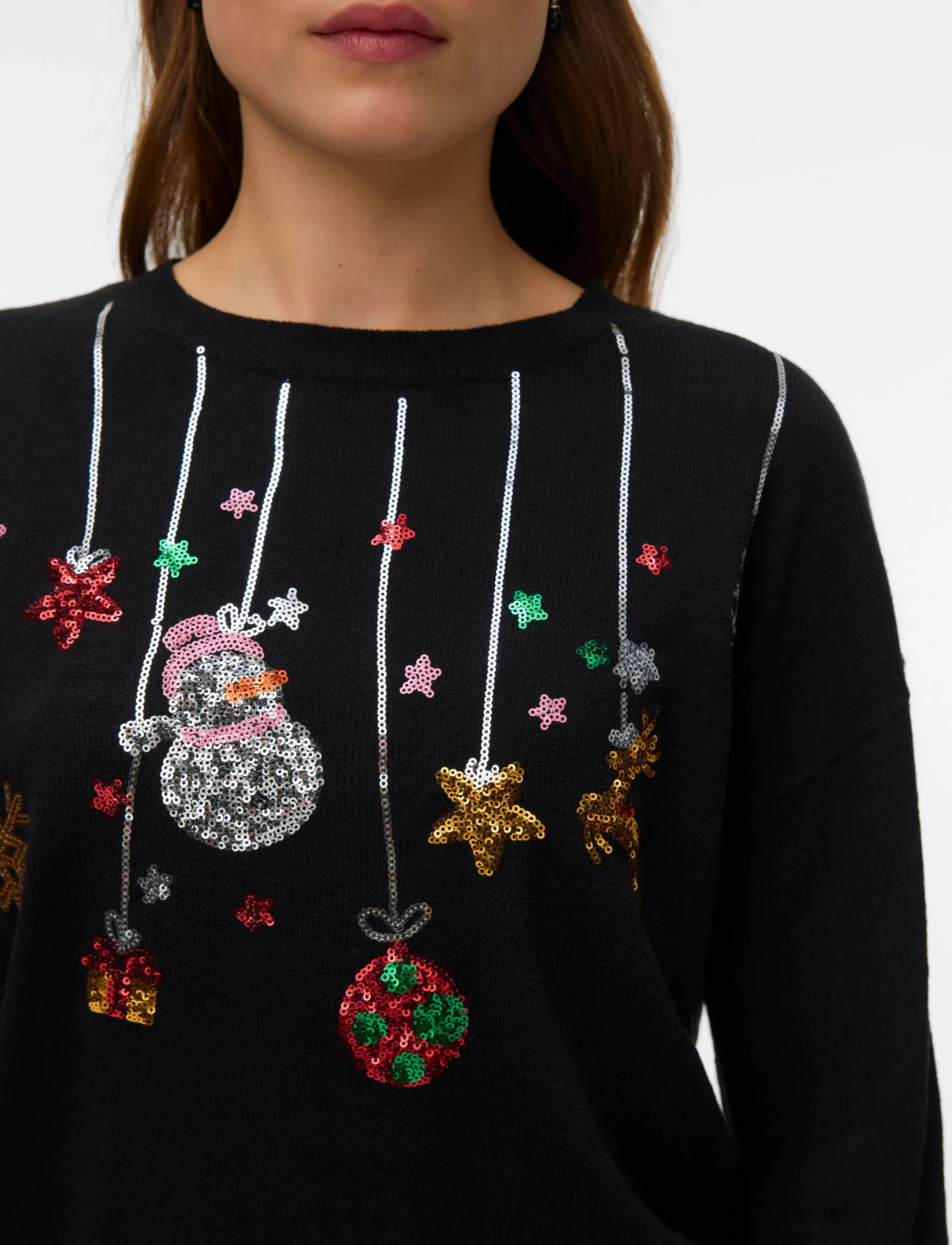 Vero Moda - VMNEW GLITTER LS O-NECK PULL. XMAS BOX - striktrøjer - black - 3