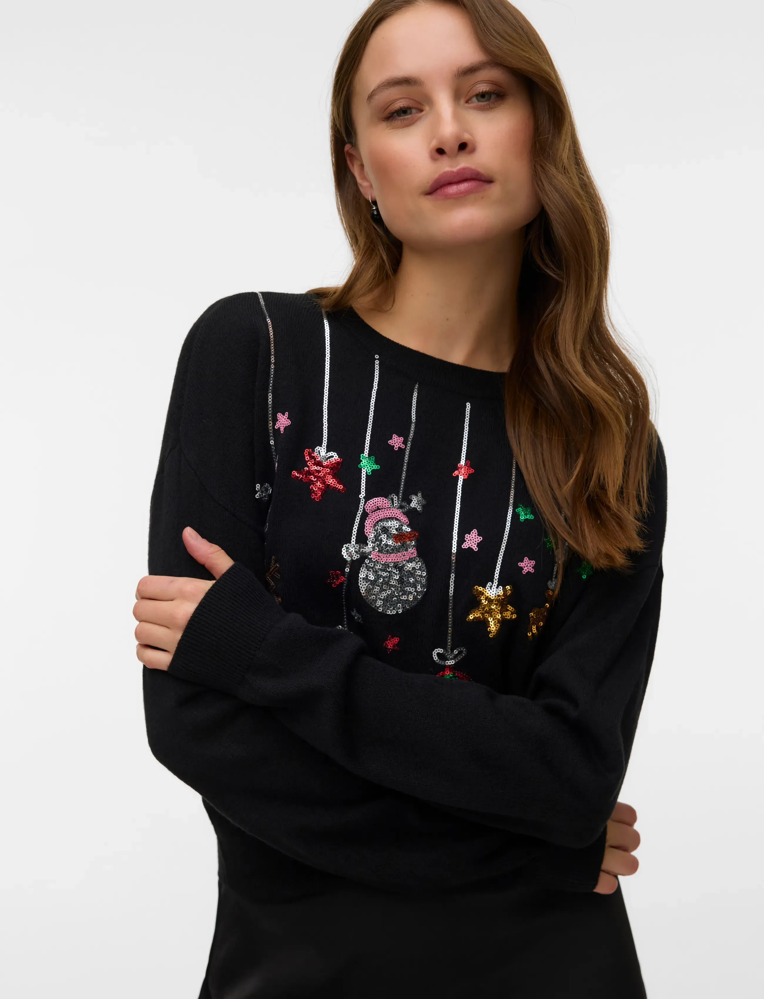 Vero Moda - VMNEW GLITTER LS O-NECK PULL. XMAS BOX - striktrøjer - black - 4