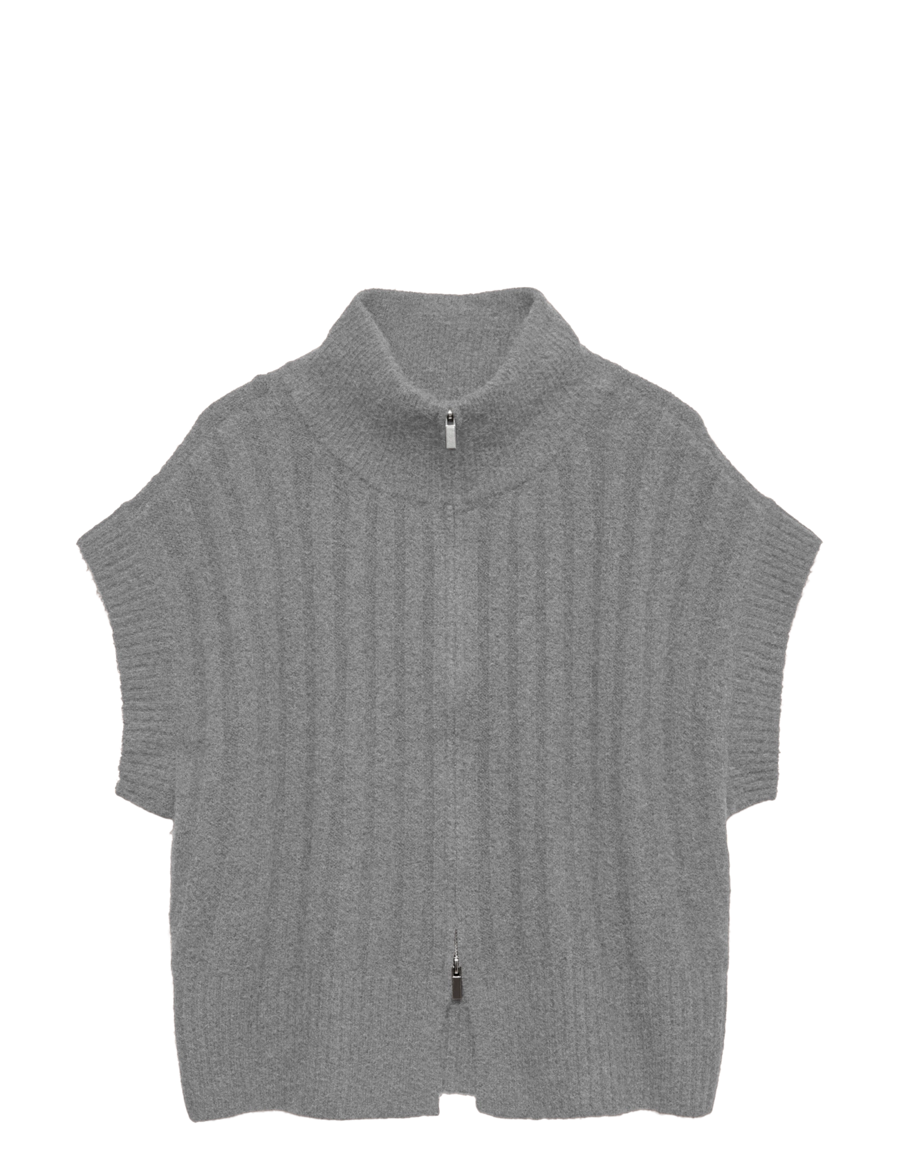 Vero Moda VMBANG RIB SL HIGHNECK ZIPPER VEST NOOS - Igapäevane stiil - MEDIUM GREY MELANGE / grey