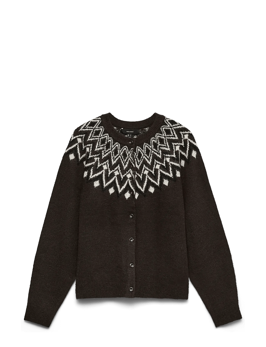 Vero Moda - VMKARLA LS O-NECK BUTTON CARDIGAN BOO - cardigans - chocolate torte - 1