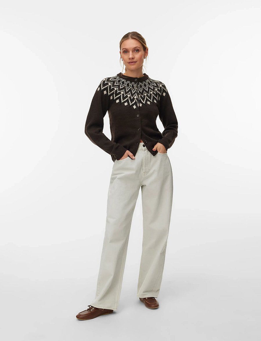 Vero Moda - VMKARLA LS O-NECK BUTTON CARDIGAN BOO - cardigans - chocolate torte - 0