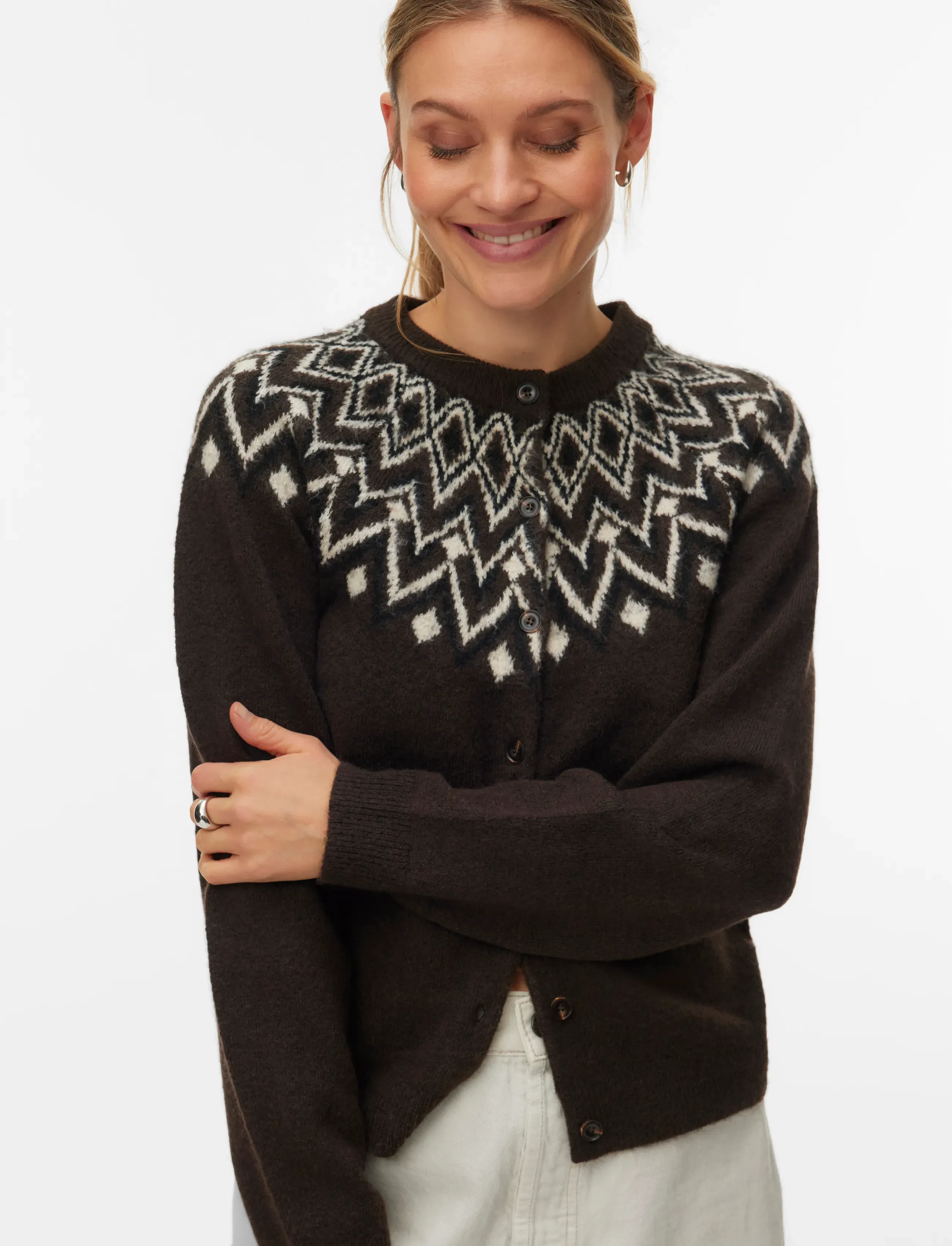 VERO MODA Vmkarla Ls O-Neck Button Cardigan Boo dam – bild 4