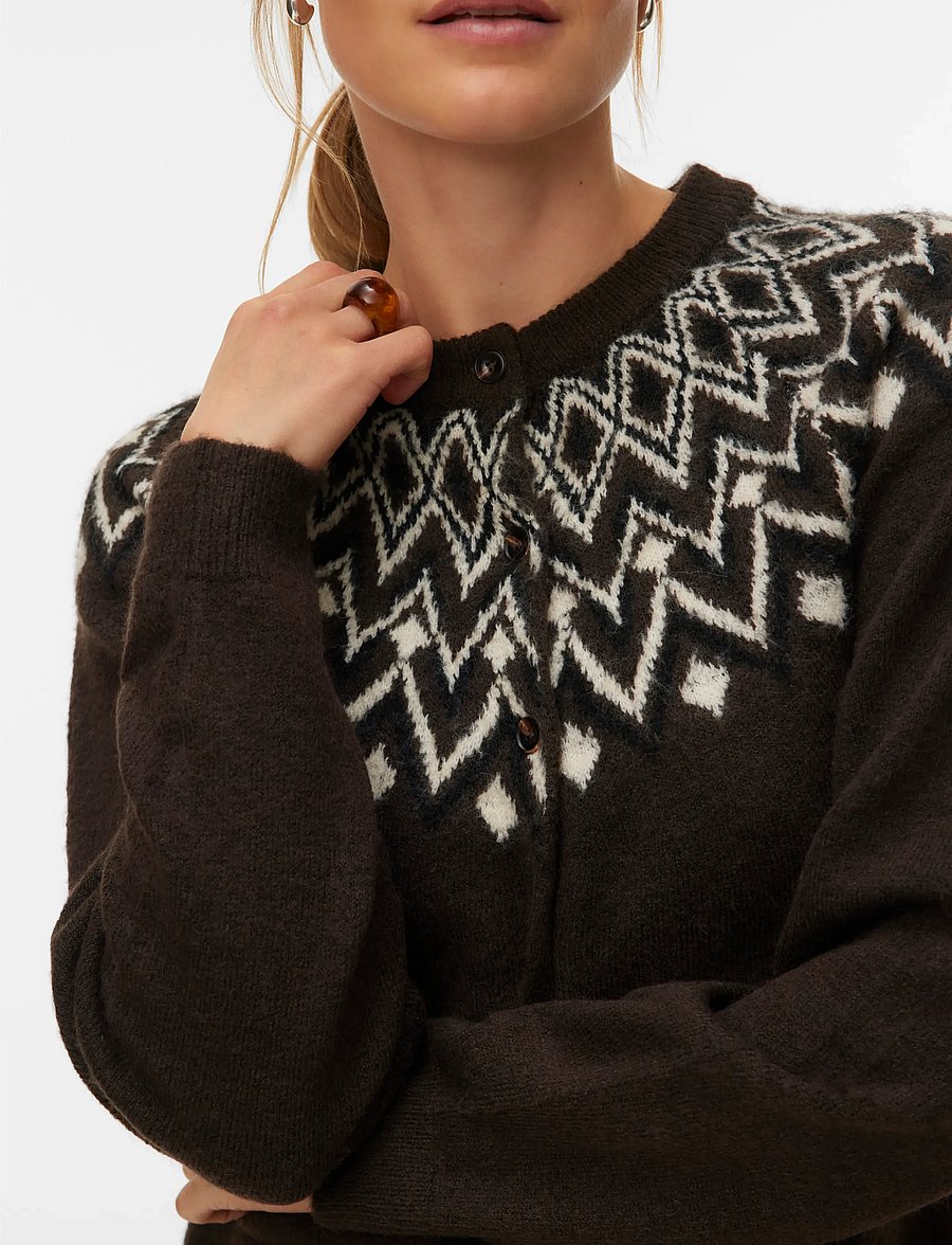 Vero Moda - VMKARLA LS O-NECK BUTTON CARDIGAN BOO - cardigans - chocolate torte - 4