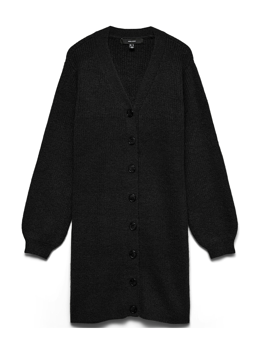 Vero Moda - VMKARLA LS V-NECK BUTTON ABK DRESS NOOS - strikkjoler - black - 0