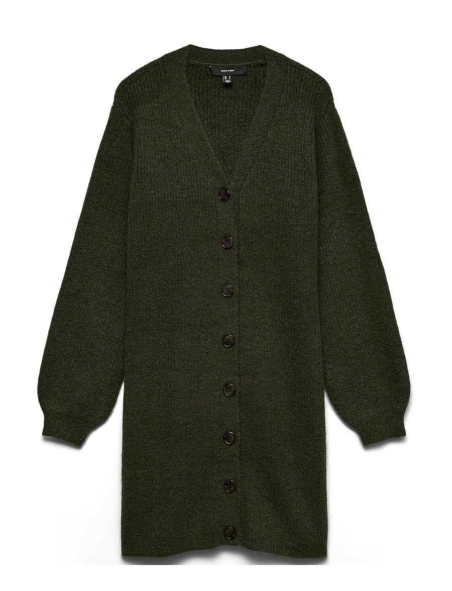 Vero Moda - VMKARLA LS V-NECK BUTTON ABK DRESS NOOS - strickkleider - forest night - 1