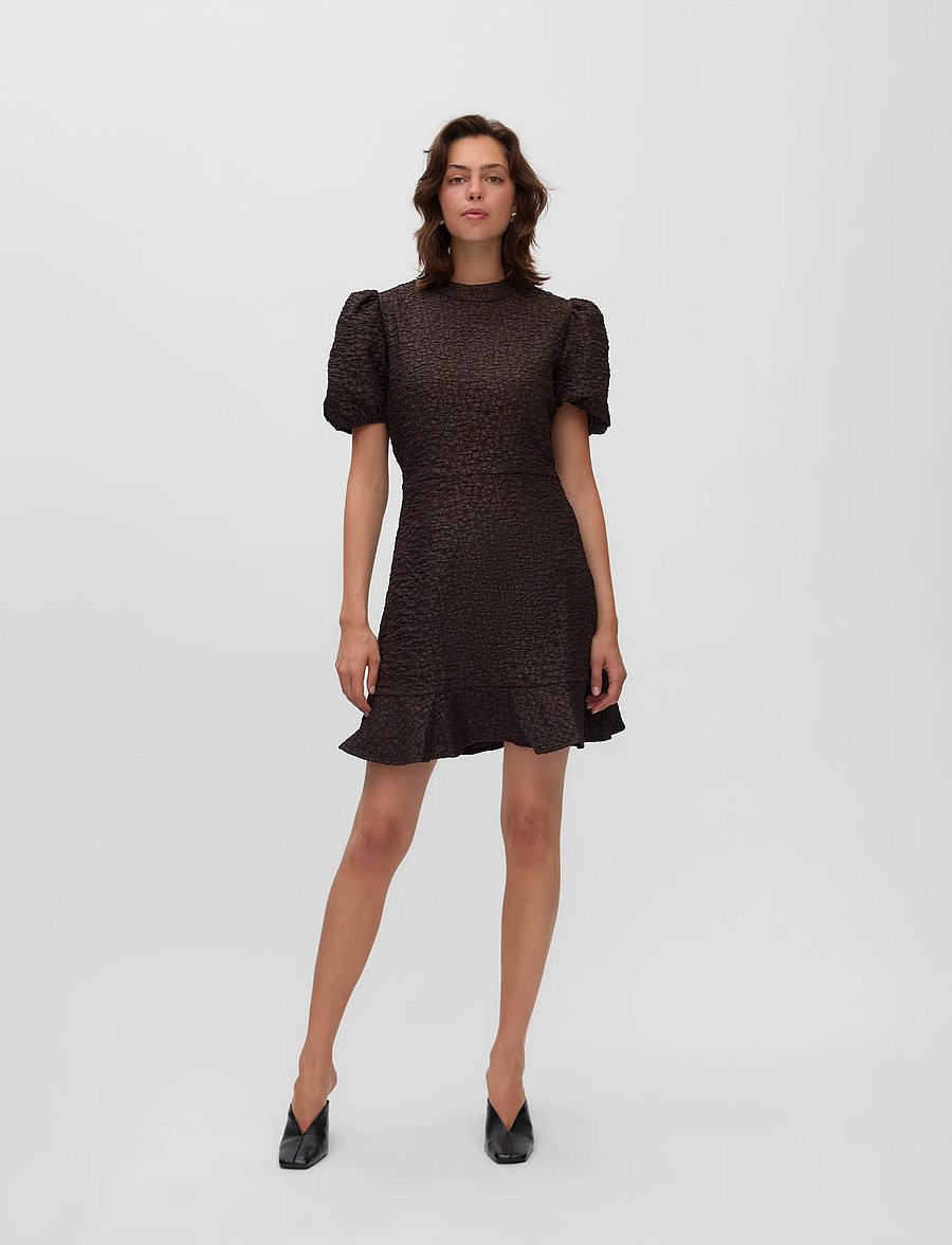 Vero Moda - VMMERLE SS SHORT DRESS JRS RET - cocktailkleider - chocolate torte - 0