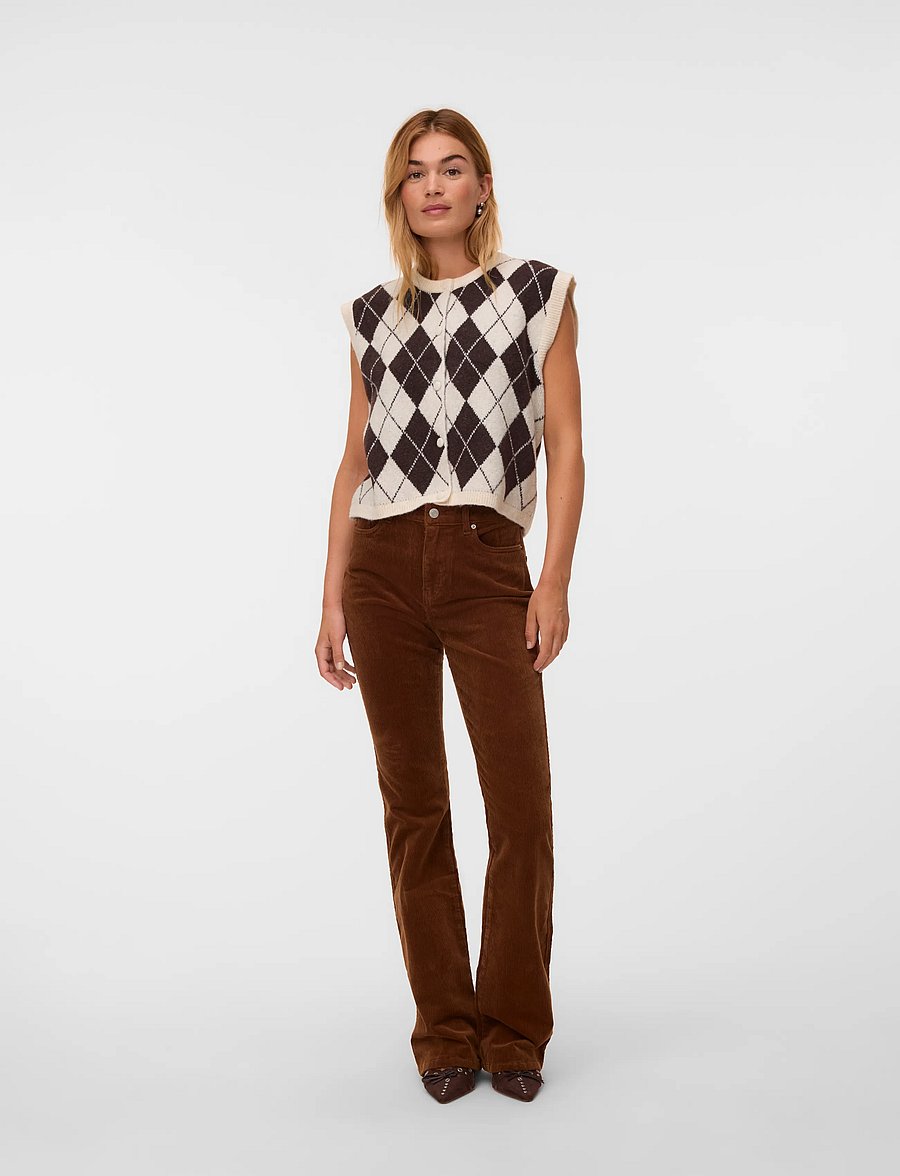 Vero Moda - VMHALO SL O-NECK VEST BOO - knitted vests - birch - 0