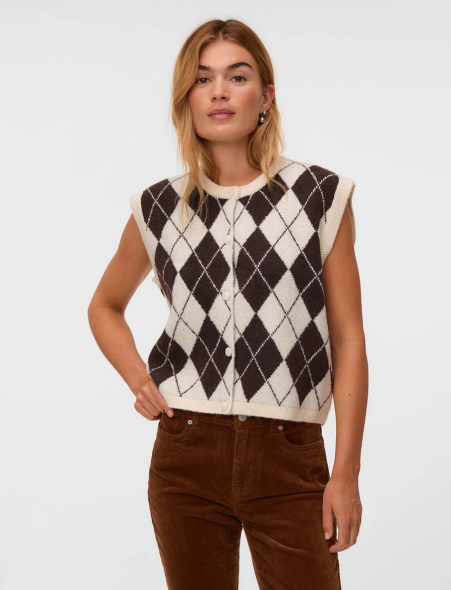 Vero Moda - VMHALO SL O-NECK VEST BOO - knitted vests - birch - 4