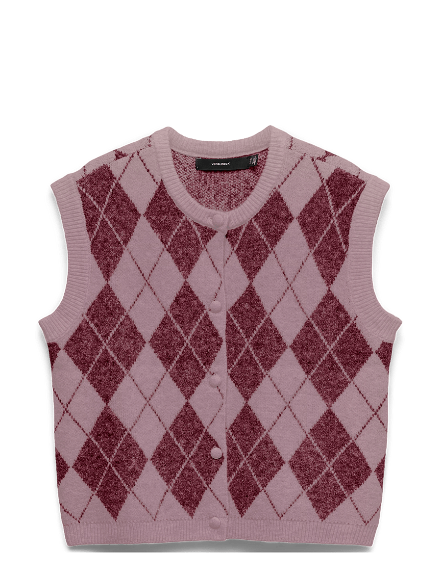 Vero Moda - VMHALO SL O-NECK VEST BOO - knitted vests - elderberry - 1