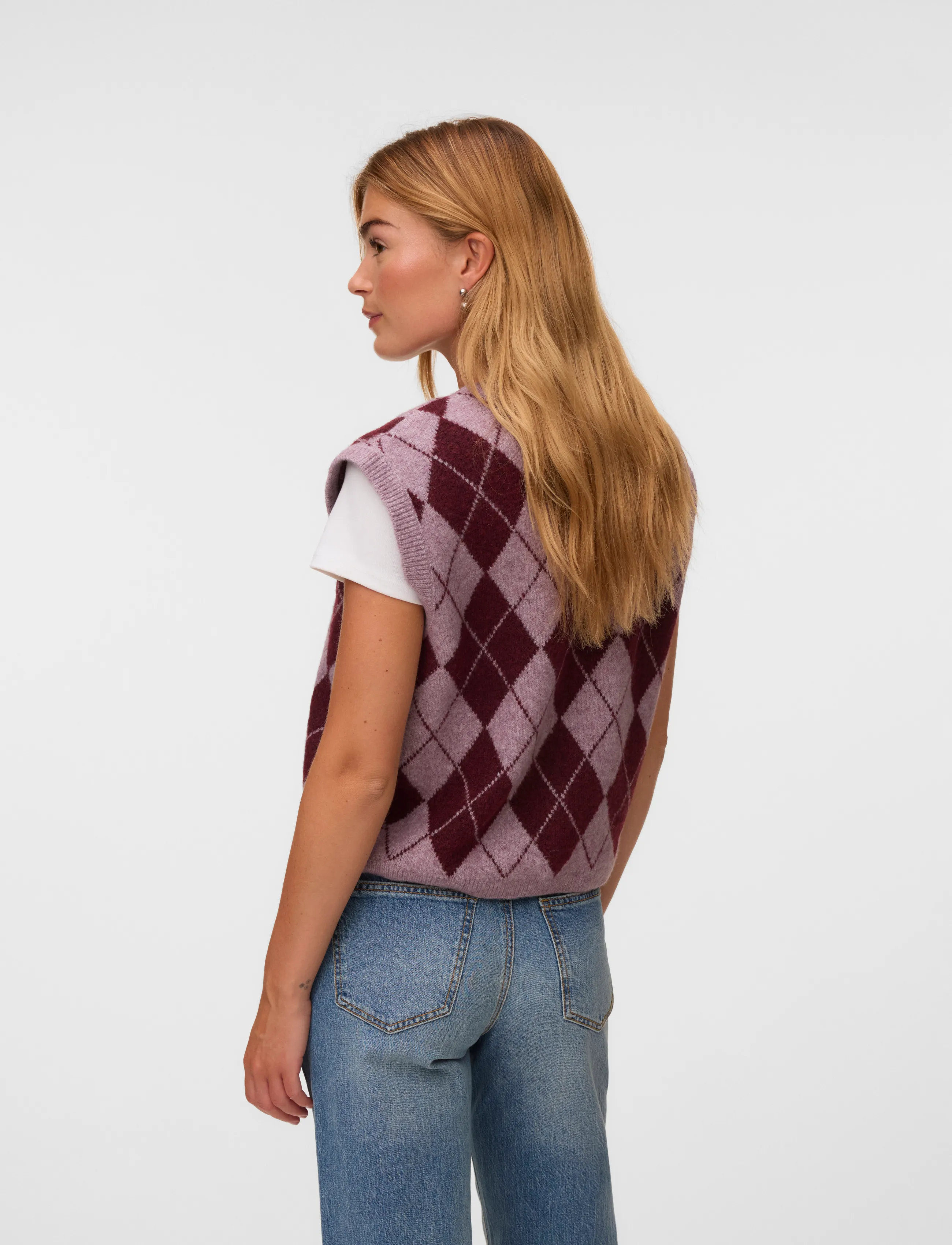 Vero Moda - VMHALO SL O-NECK VEST BOO - knitted vests - elderberry - 2