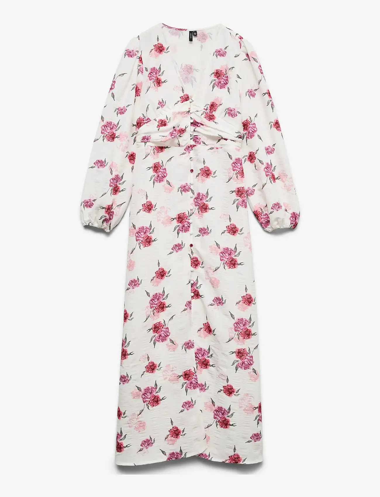 Vero Moda - VMLISA LS V-NECK LONG DRESS WVN - sommerkleider - snow white - 1