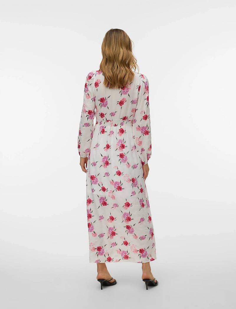 Vero Moda - VMLISA LS V-NECK LONG DRESS WVN - sommerkleider - snow white - 2