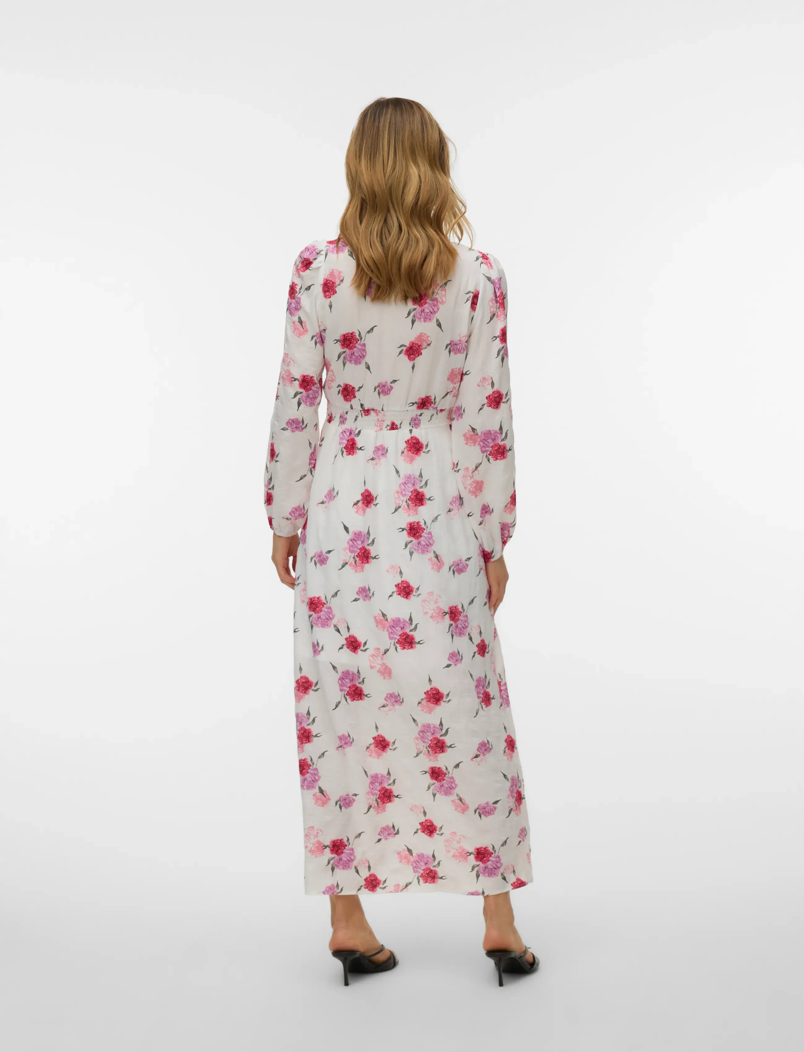 Vero Moda - VMLISA LS V-NECK LONG DRESS WVN - snow white - 2