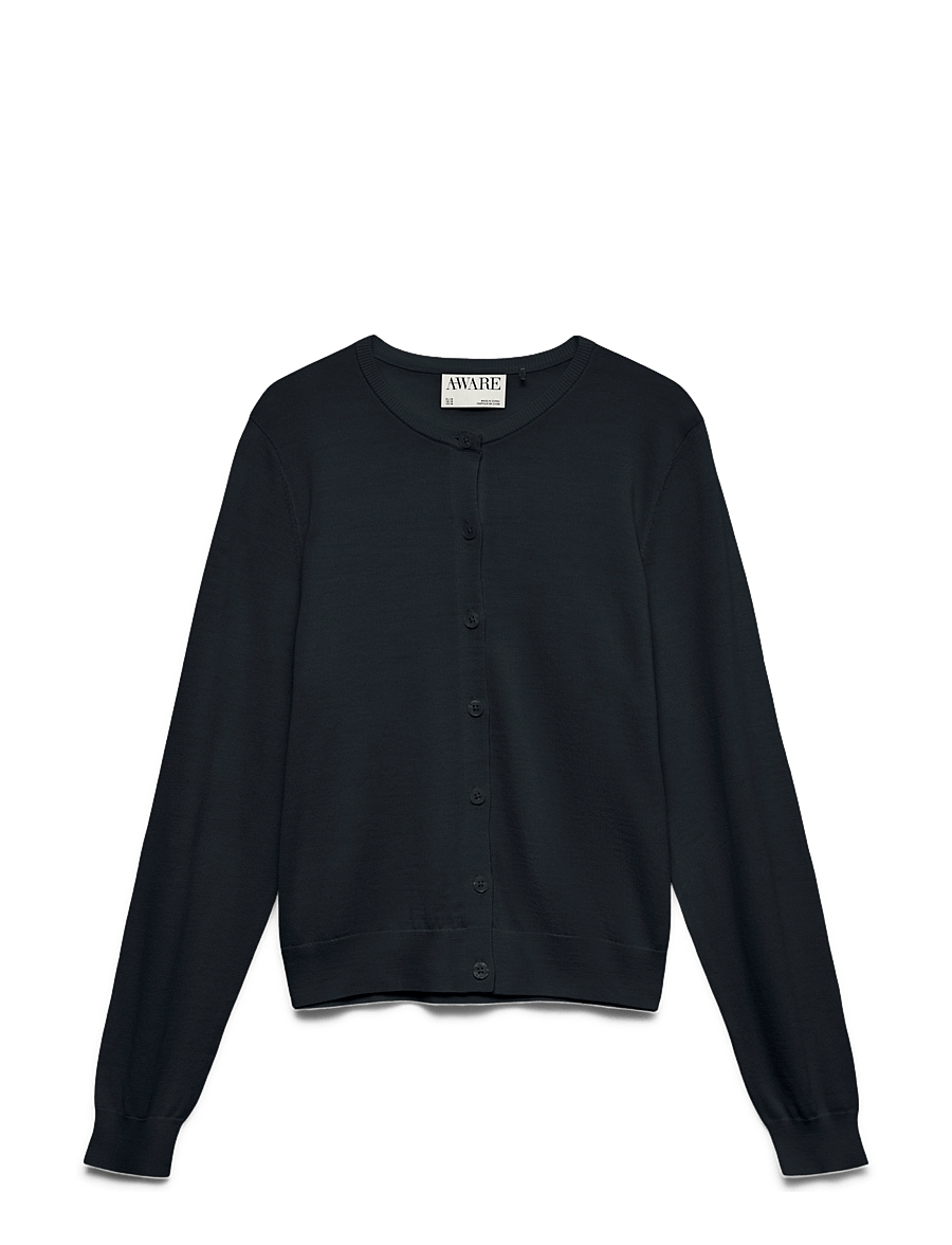 Vero Moda - AWCARA LS O-NECK WOOL CARDIGAN NOOS - cardigans - black - 0