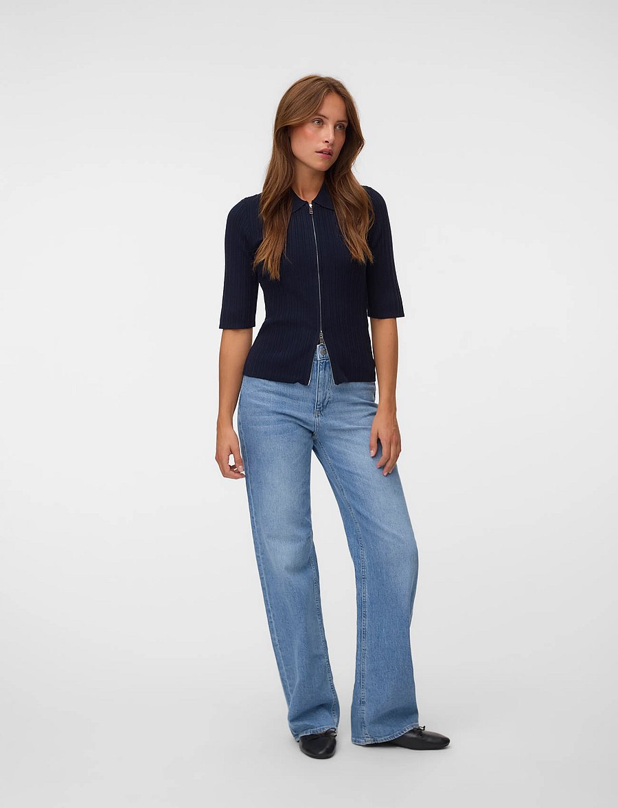 Vero Moda - AWHANNA 2/4 ZIP KNIT CARDIGAN NOOS - kardiganid - night sky - 0