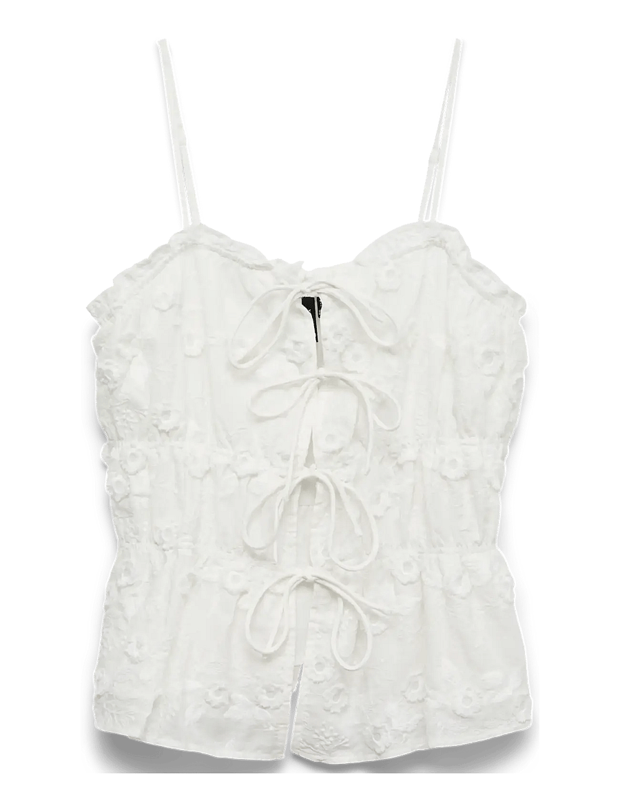 Vero Moda - VMELISA EMBROIDERY SINGLET WVN - Ärmellose tops - bright white - 1