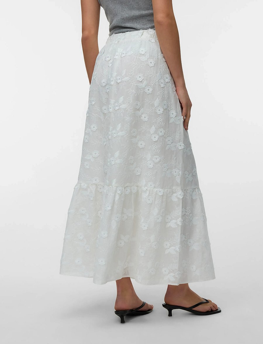 Vero Moda - VMELISA EMBROIDERY HW MAXI SKIRT WVN - maxi röcke - bright white - 2