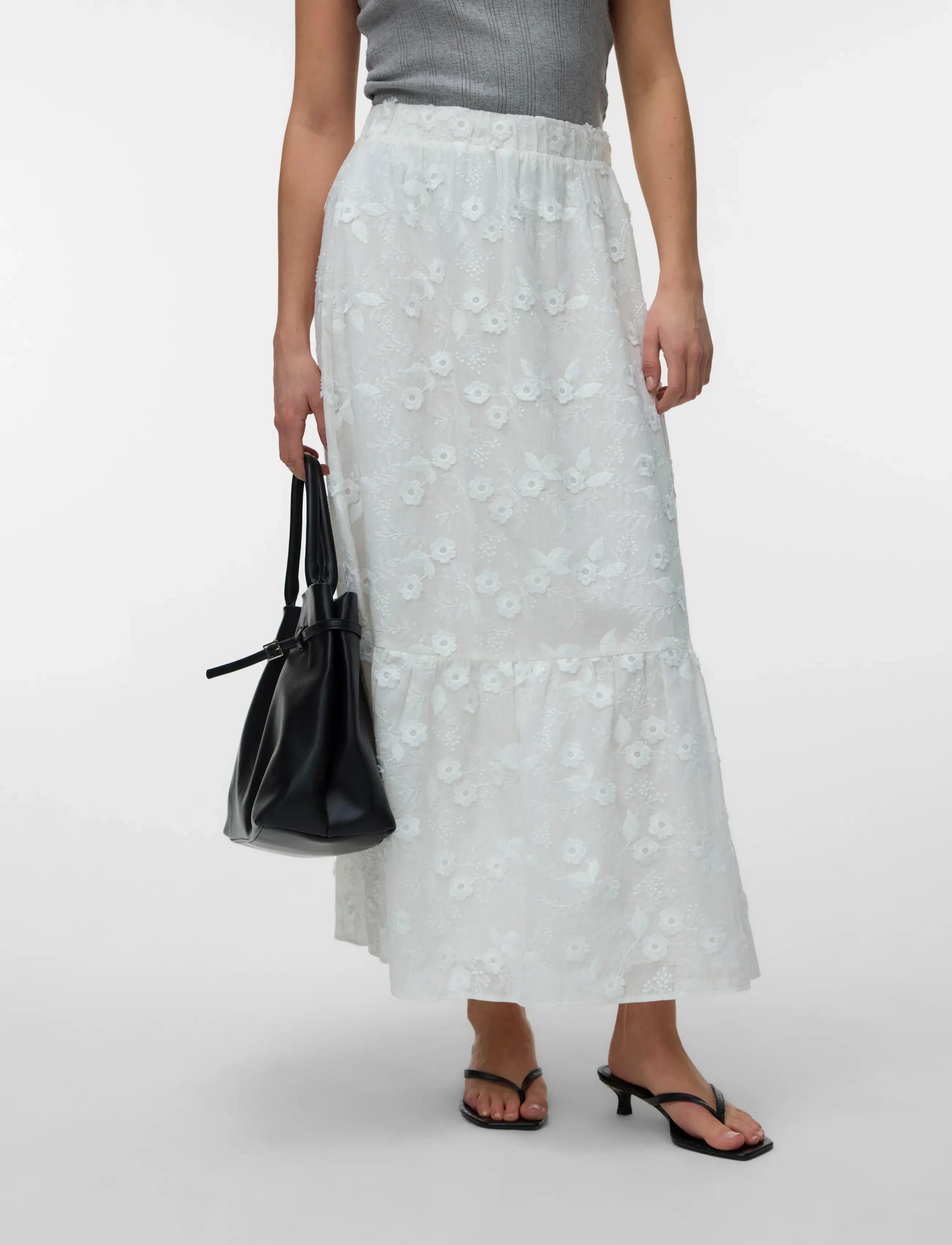Vero Moda - VMELISA EMBROIDERY HW MAXI SKIRT WVN - lange rokken - bright white - 3