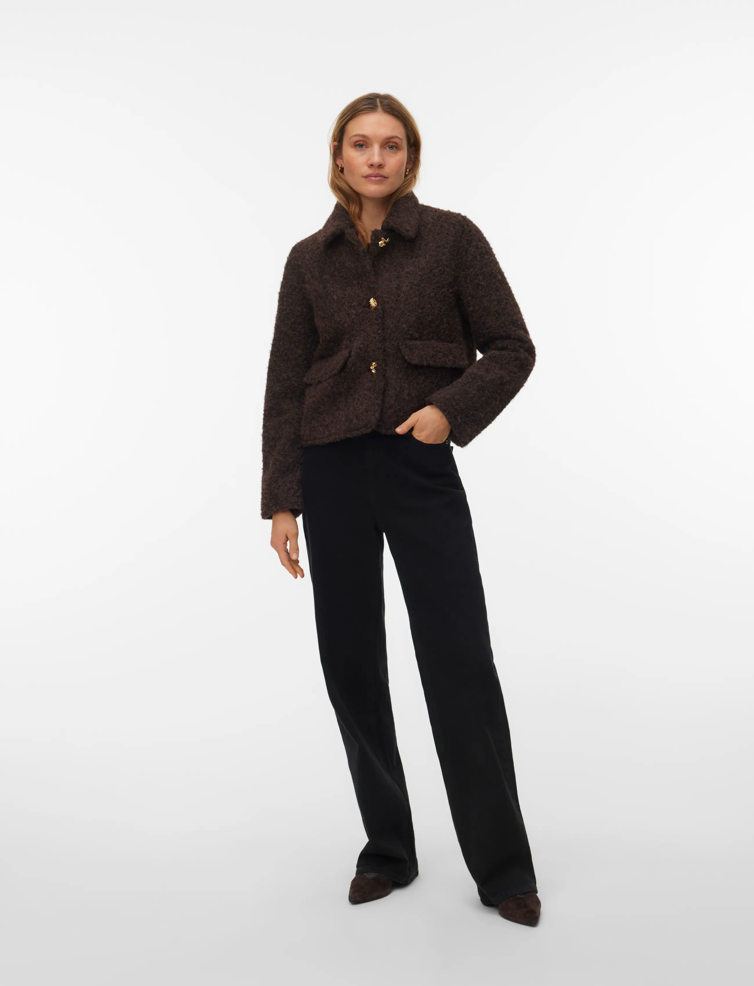 Vero Moda VMELENAHOLLY SHORT JACKET BOO - Leichte Jacken - CHOCOLATE TORTE / brown