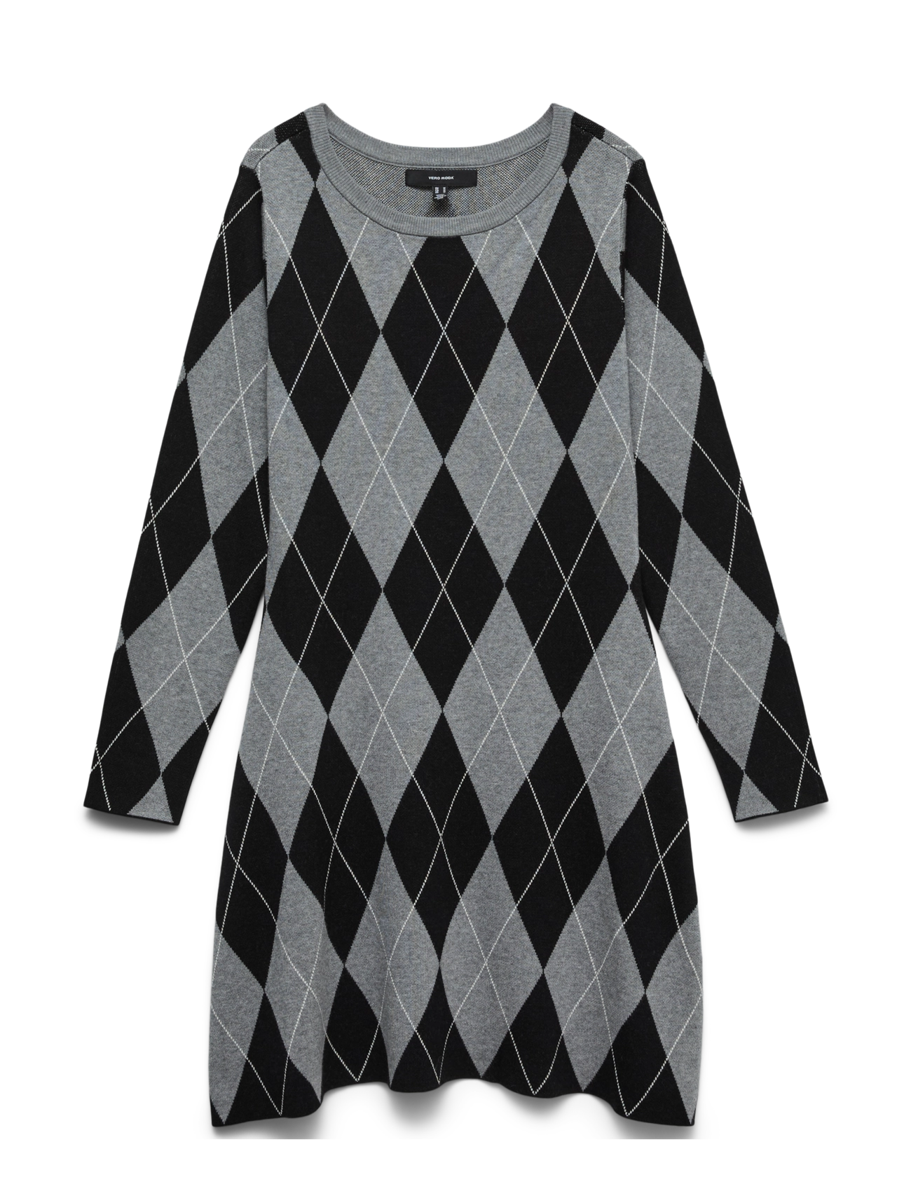 Vero Moda VMSILJE LS BOATNECK SKATER DRESS - Strickkleider - BLACK / black