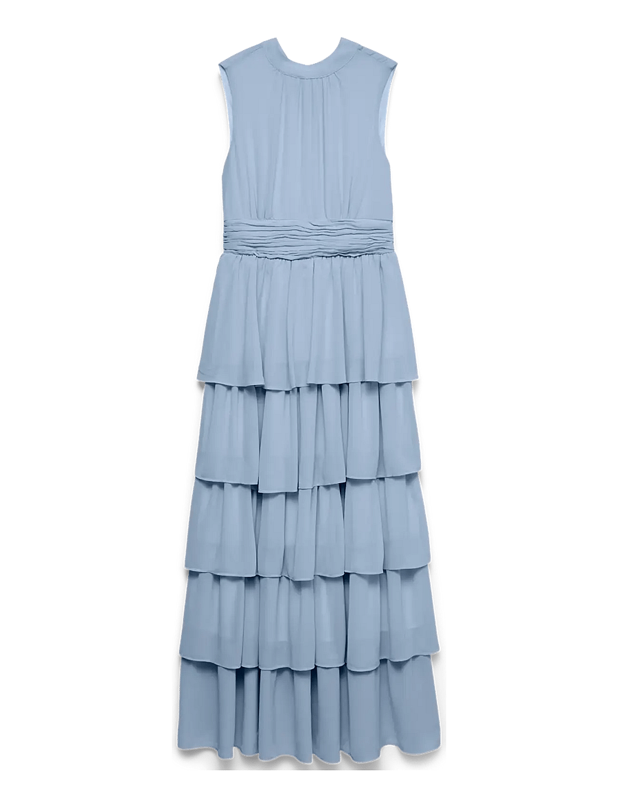 Vero Moda - VMSERENA SL LONG FRILL DRESS WVN - kokteilkjólar - cashmere blue - 1