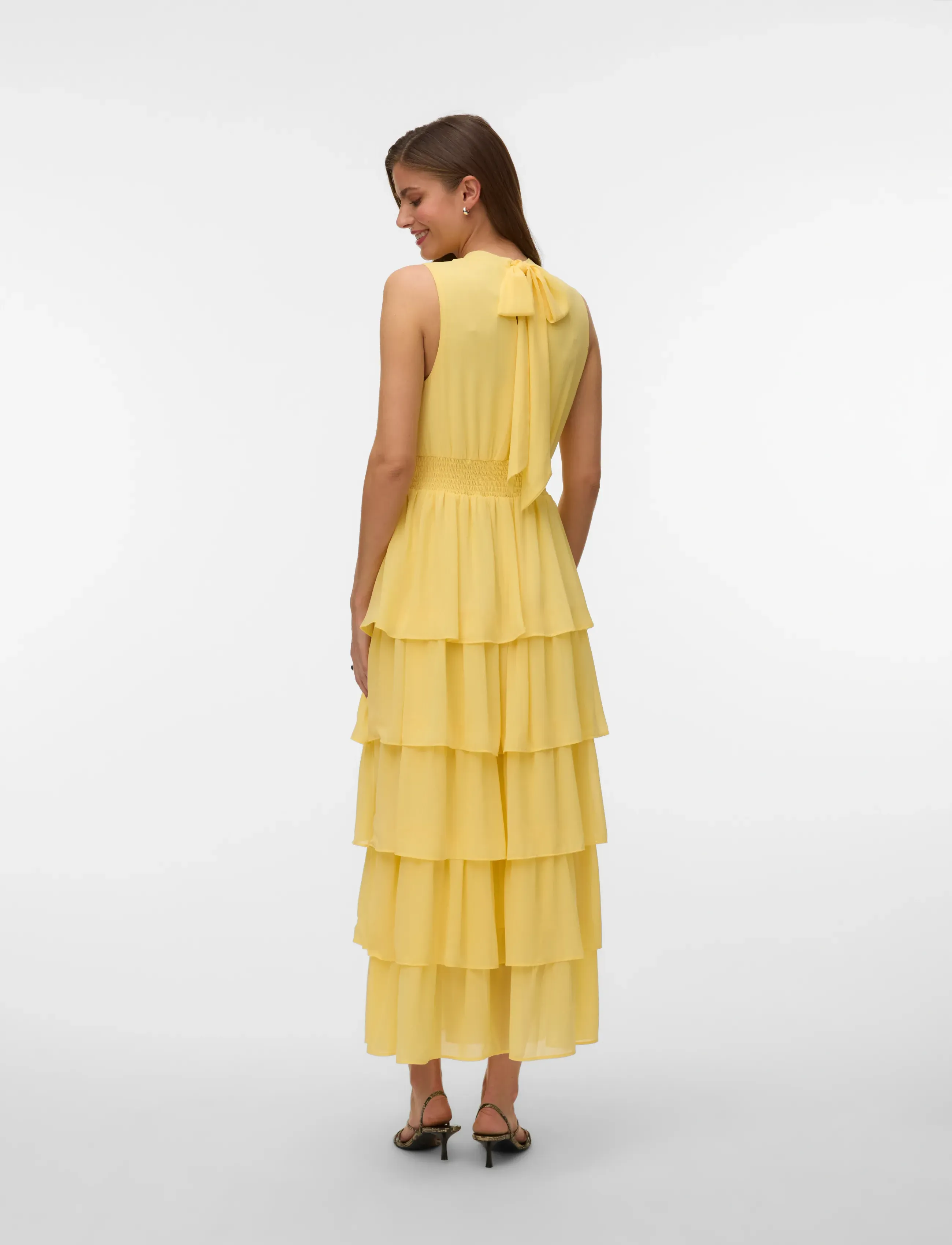 Vero Moda - VMSERENA SL LONG FRILL DRESS WVN - cocktailkjoler - flan - 2