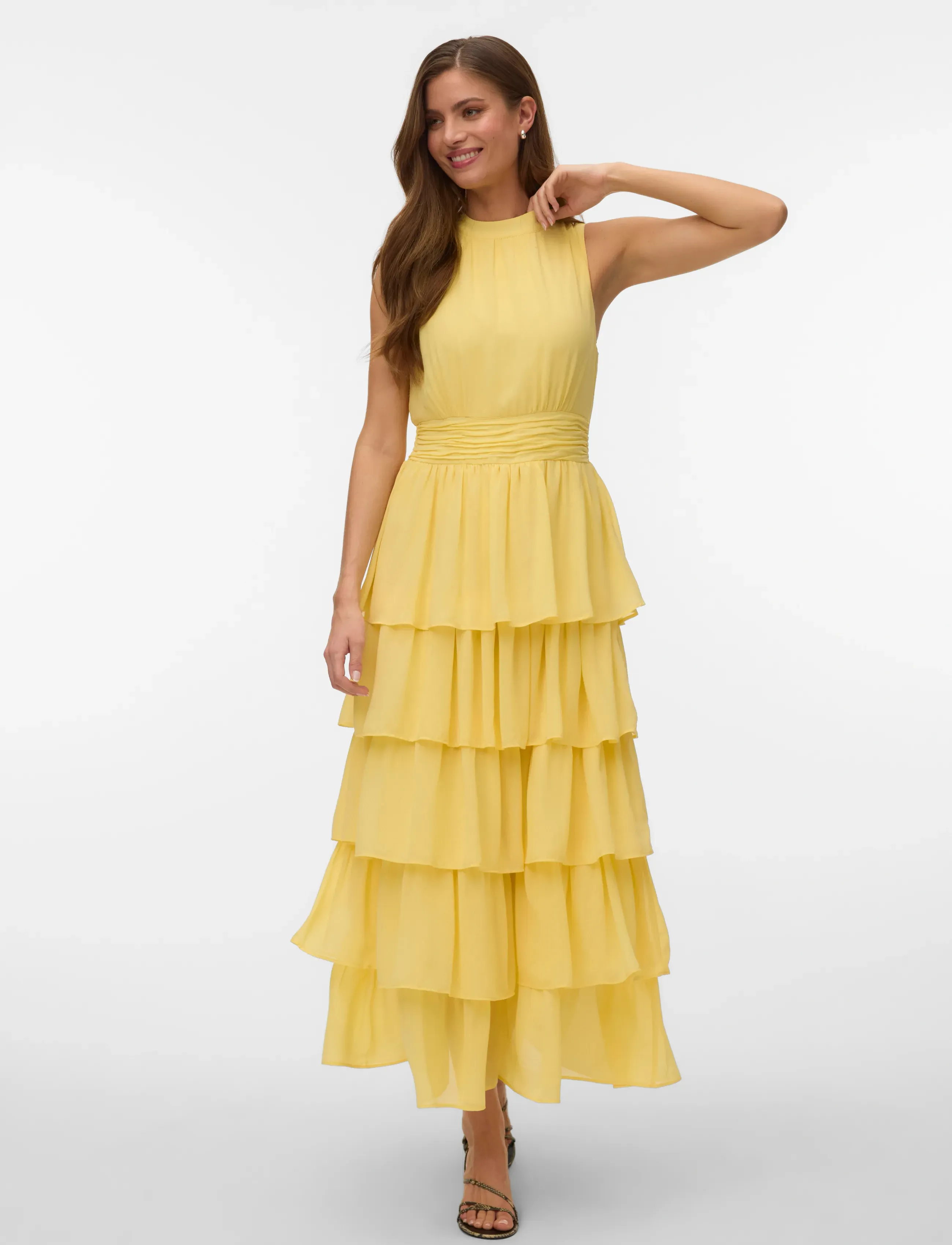 Vero Moda - VMSERENA SL LONG FRILL DRESS WVN - cocktailkjoler - flan - 3