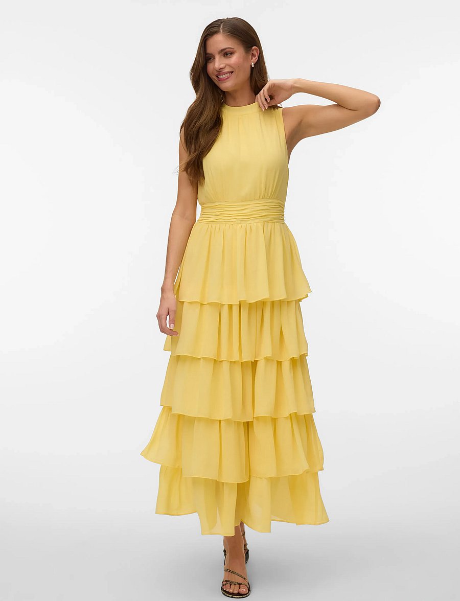Vero Moda - VMSERENA SL LONG FRILL DRESS WVN - cocktailkjoler - flan - 3