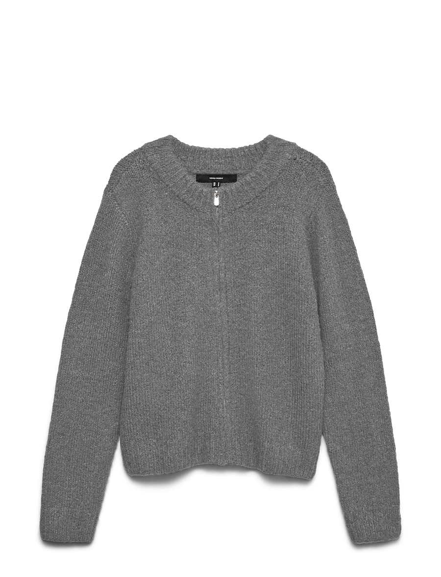 Vero Moda - VMBERRY LS O-NECK ZIPPER CARIDGAN NOOS - kardiganid - medium grey melange - 0