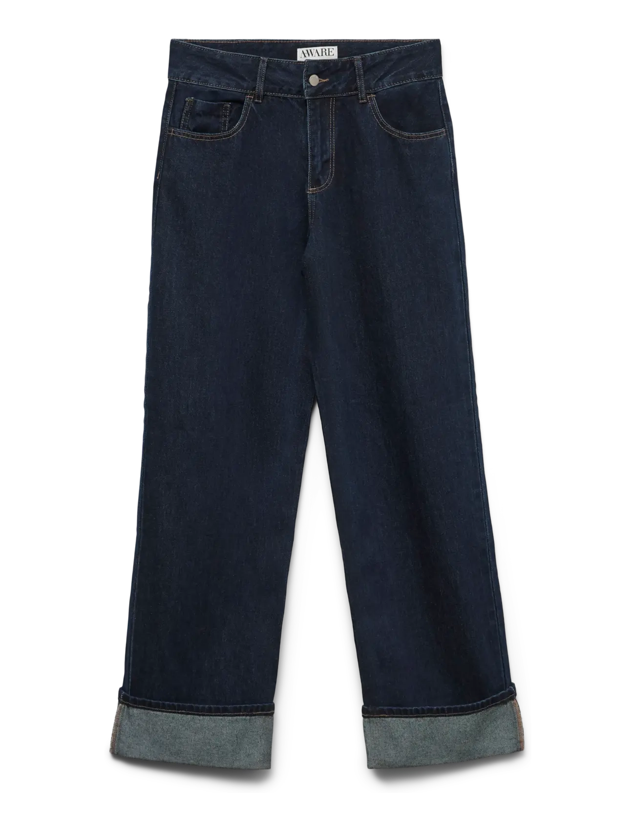 Vero Moda - AWRENA MR WIDE FOLD UP JEANS LI3136 - dark blue denim - 1