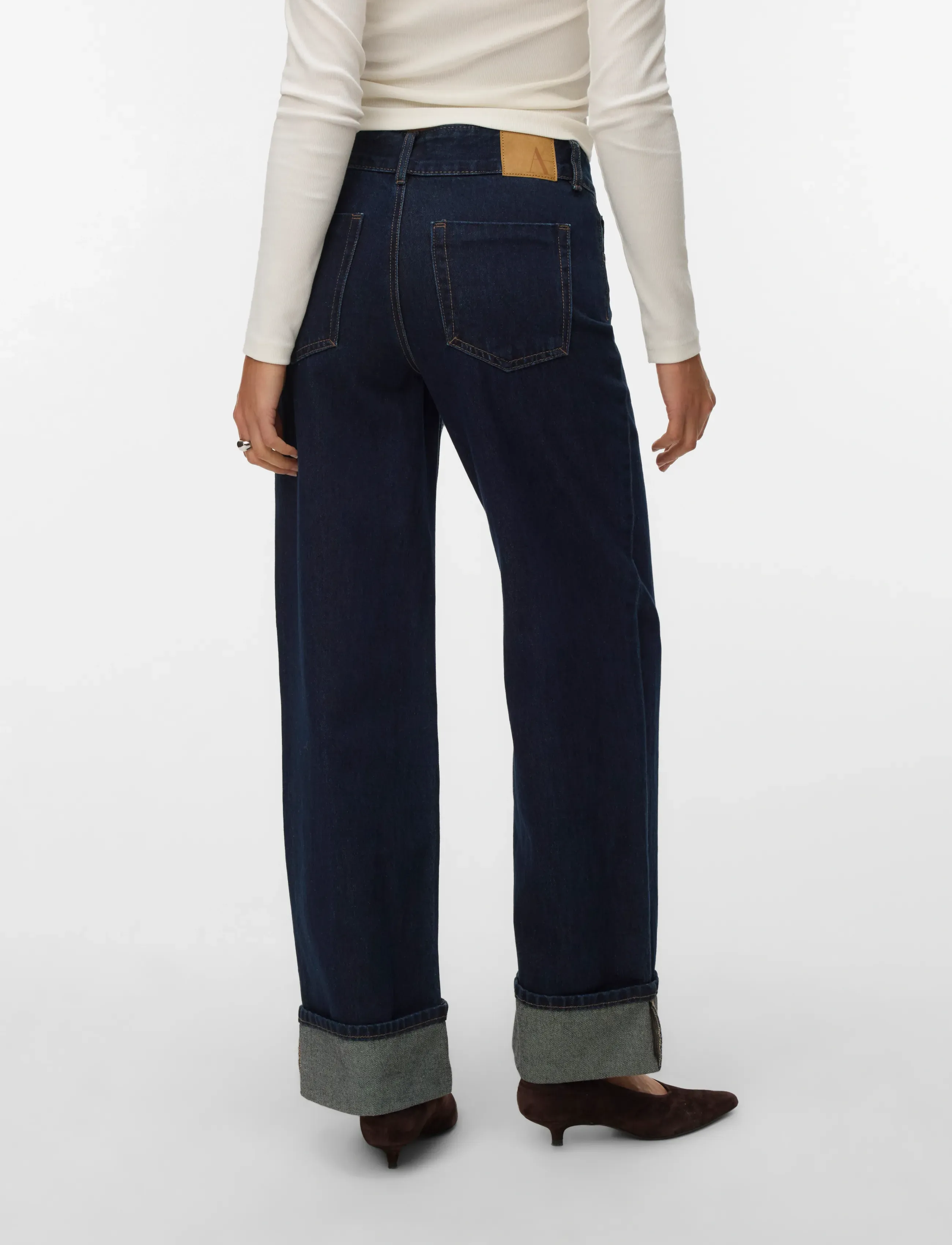 Vero Moda - AWRENA MR WIDE FOLD UP JEANS LI3136 - dark blue denim - 2