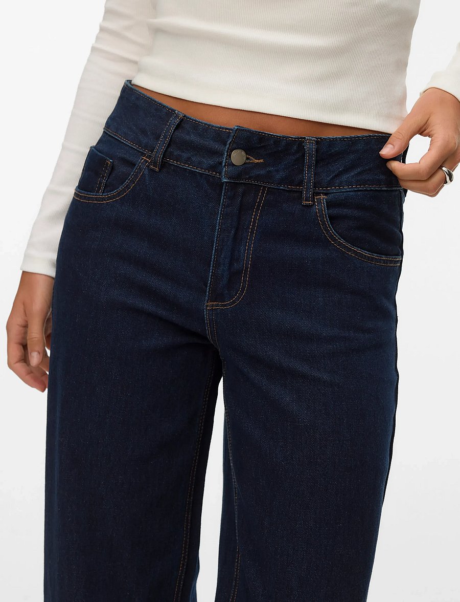 Vero Moda - AWRENA MR WIDE FOLD UP JEANS LI3136 - dark blue denim - 4