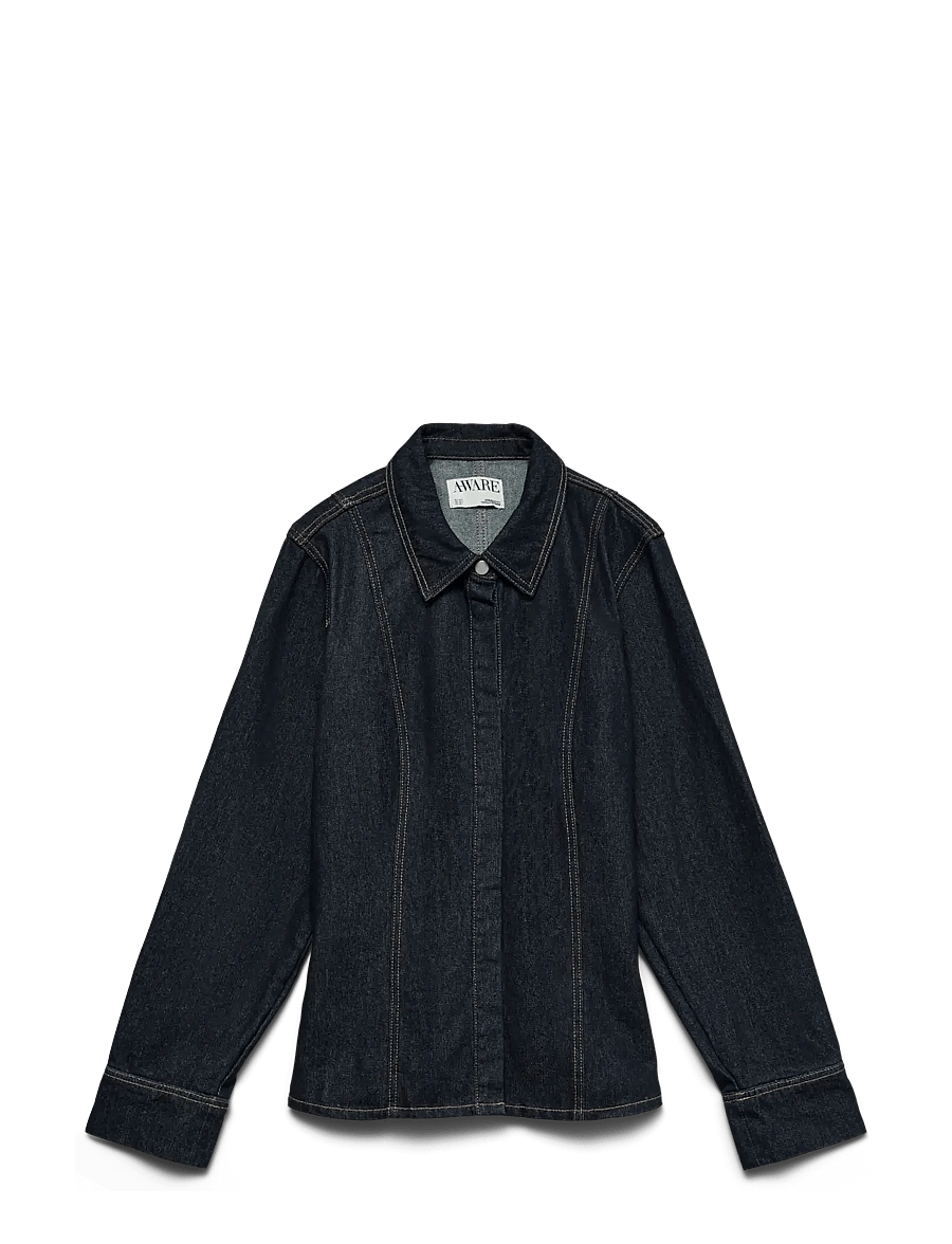 Vero Moda - AWEVERLYN LS DENIM SHIRT - denimskjorter - dark blue denim - 1