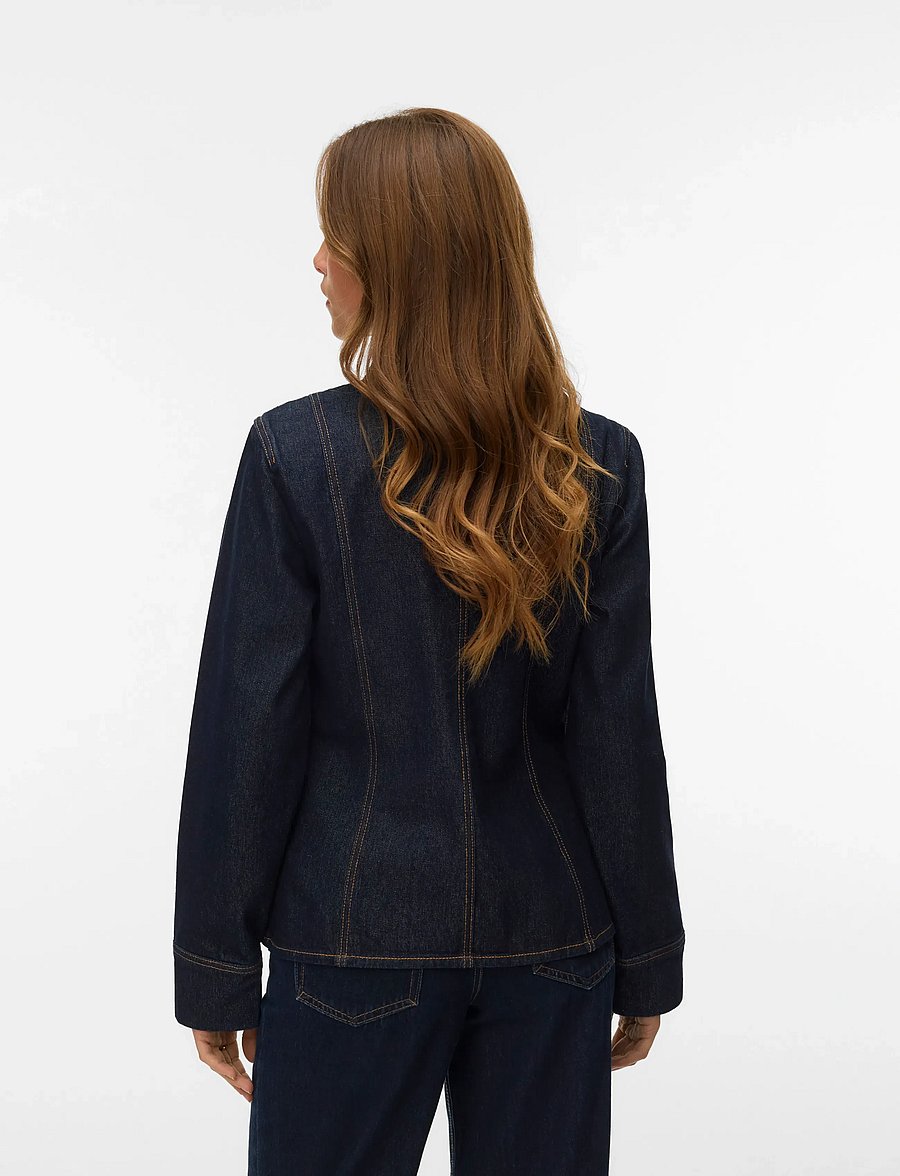 Vero Moda - AWEVERLYN LS DENIM SHIRT - denimskjorter - dark blue denim - 3