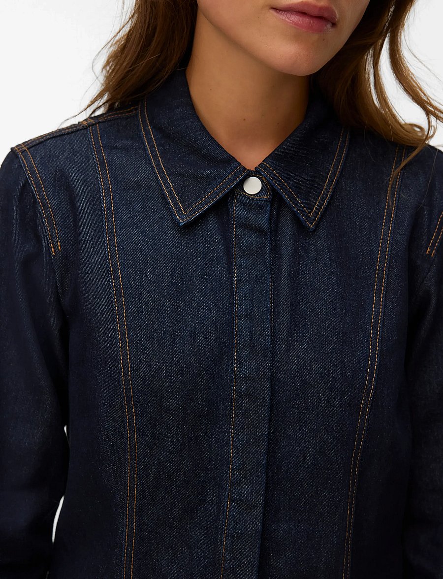 Vero Moda - AWEVERLYN LS DENIM SHIRT - denimskjorter - dark blue denim - 5