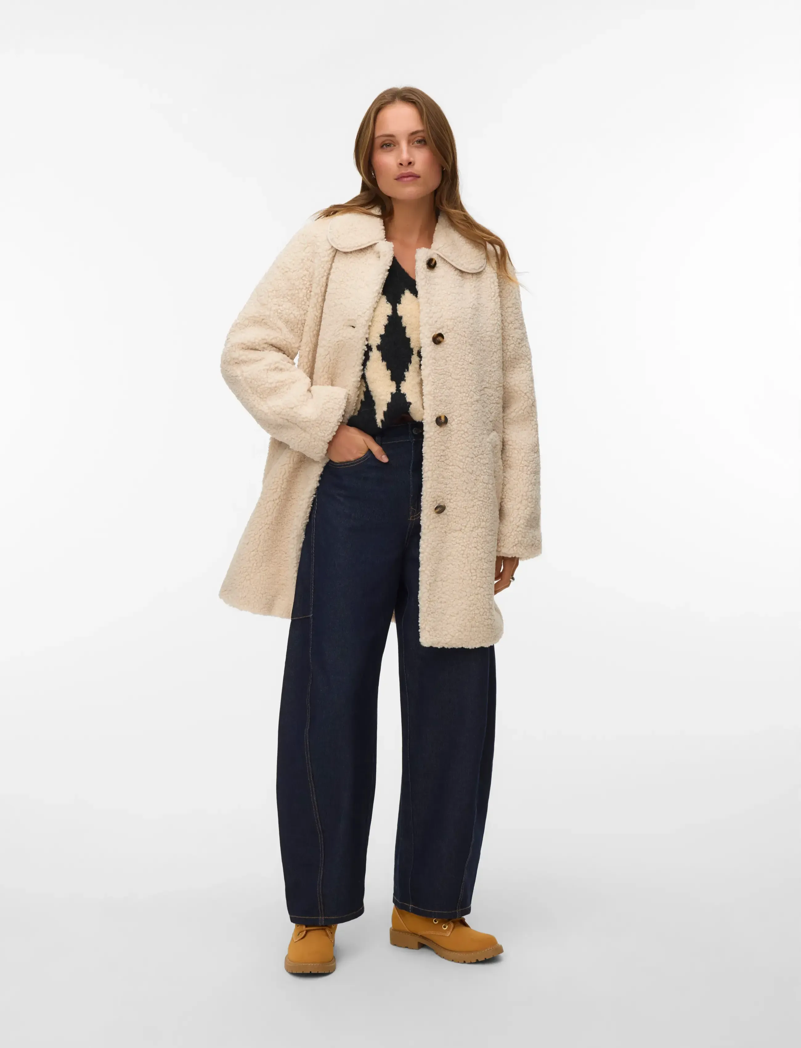 Vero Moda Vmkylieamalie Teddy Coat, Kvinder, Teddy Frakke, Cream, Str: M