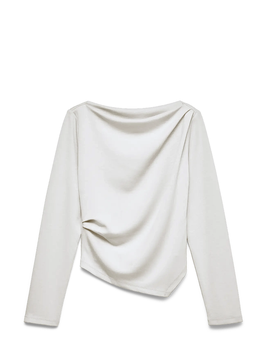 Vero Moda - VMMILLE LS BOATNECK SHORT TOP JRS NOOS - långärmade blusar - bright white - 1