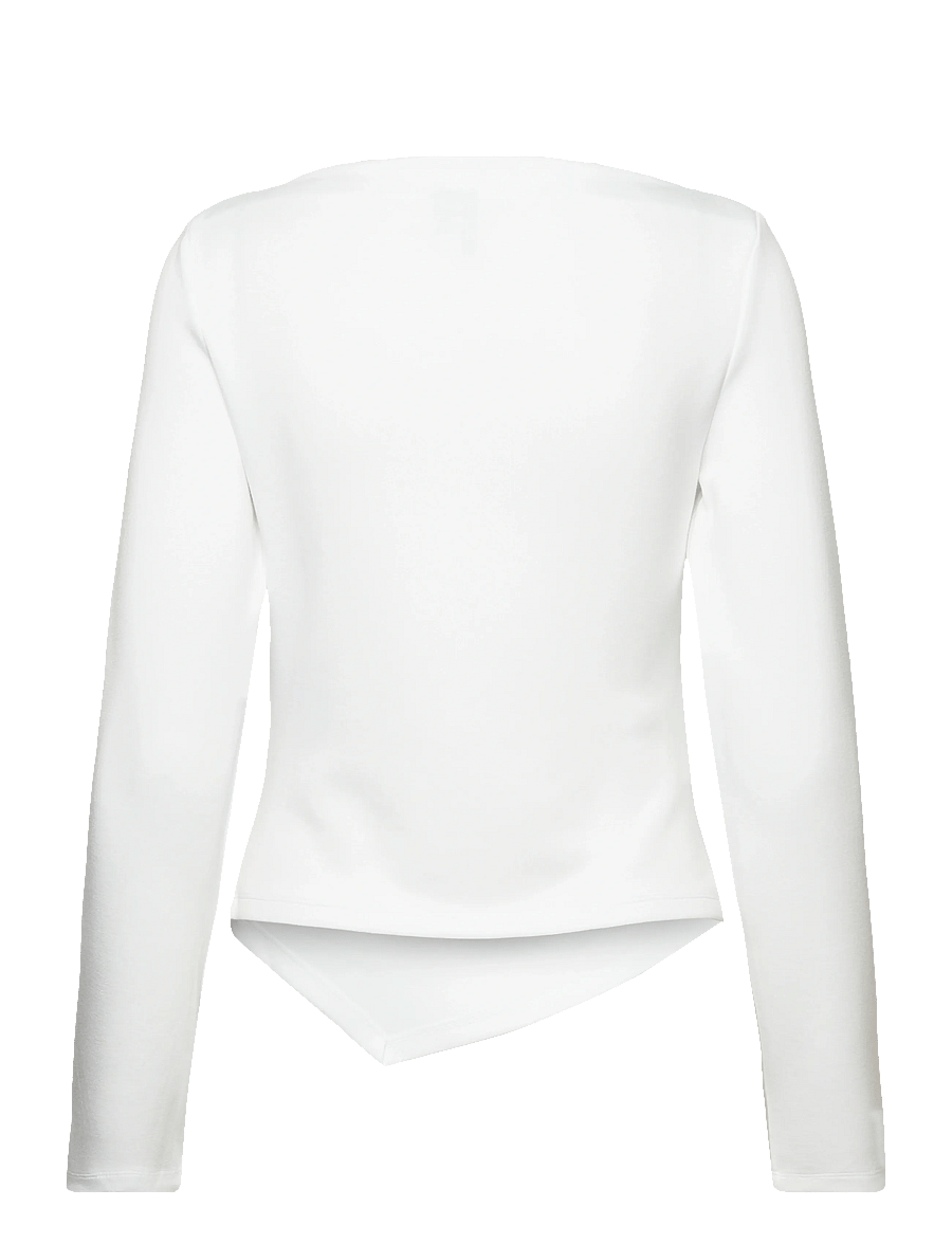 Vero Moda - VMMILLE LS BOATNECK SHORT TOP JRS NOOS - långärmade blusar - bright white - 2