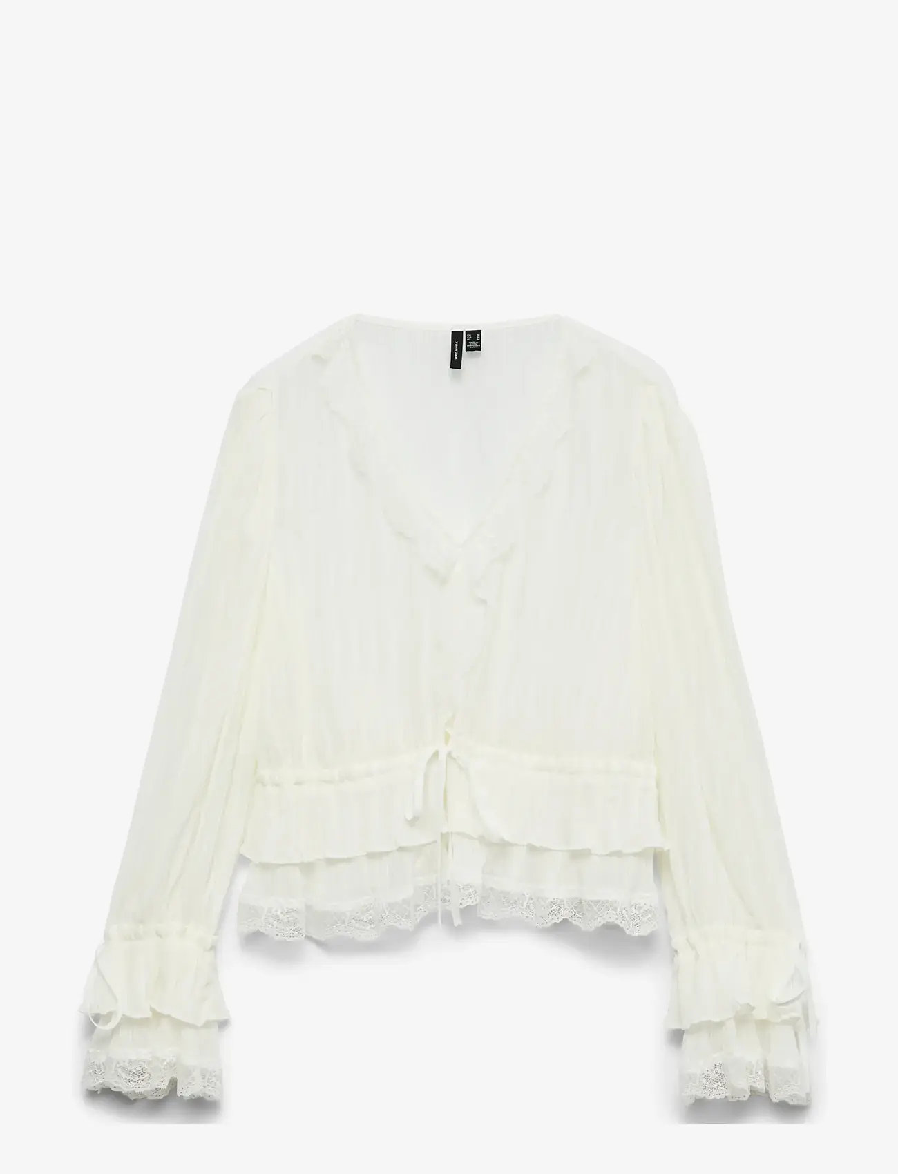 Vero Moda - VMFELINE LS SHORT TOP EXP - langærmede bluser - snow white - 1