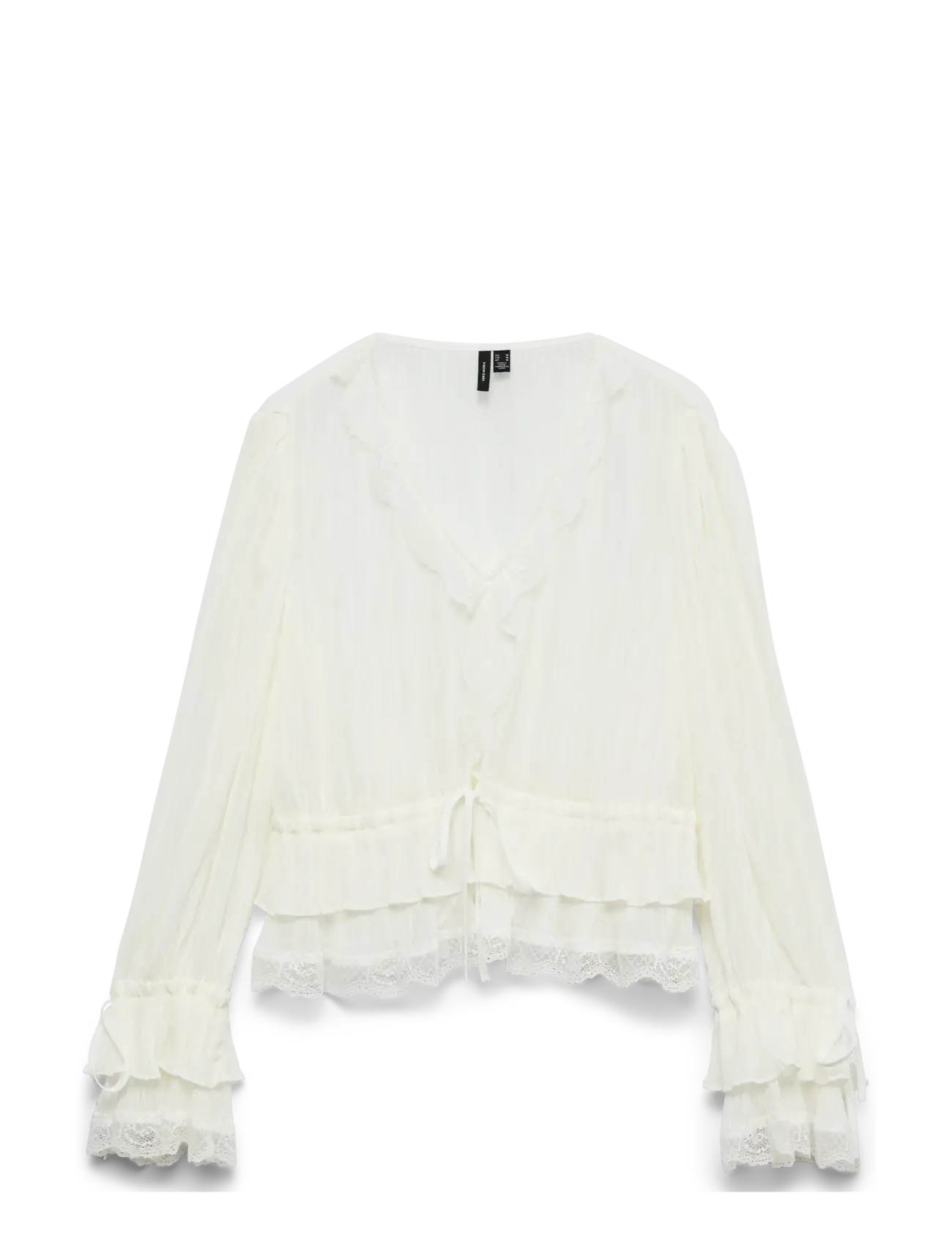 Vero Moda VMFELINE LS SHORT TOP EXP - Riided - SNOW WHITE / white