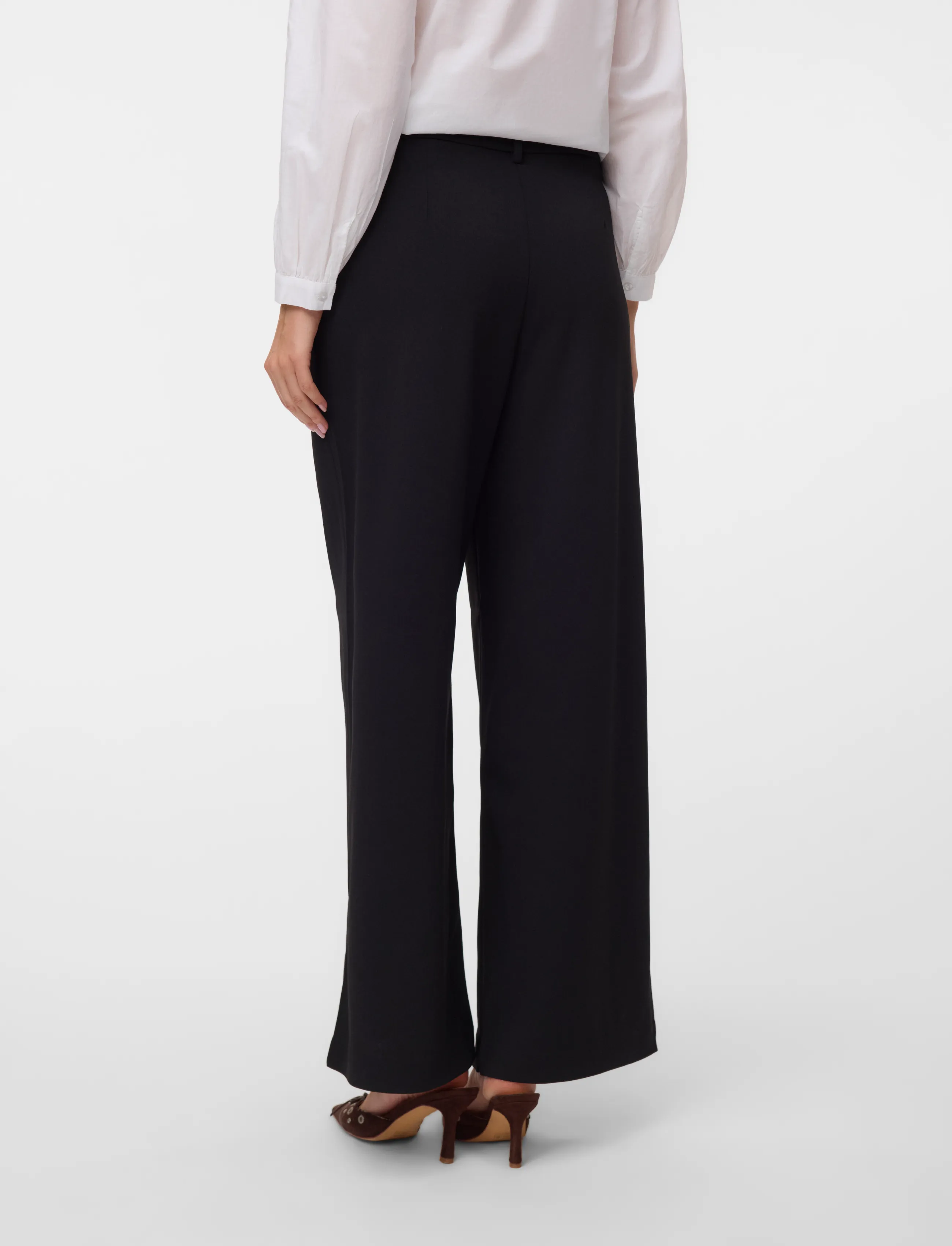 Vero Moda - VMZAMIRA MW WIDE PANT NOOS - vida byxor - black - 2