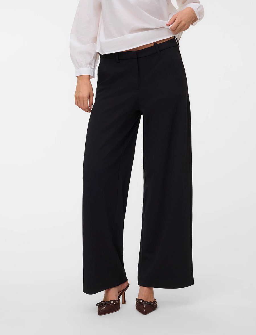 Vero Moda - VMZAMIRA MW WIDE PANT NOOS - vida byxor - black - 3